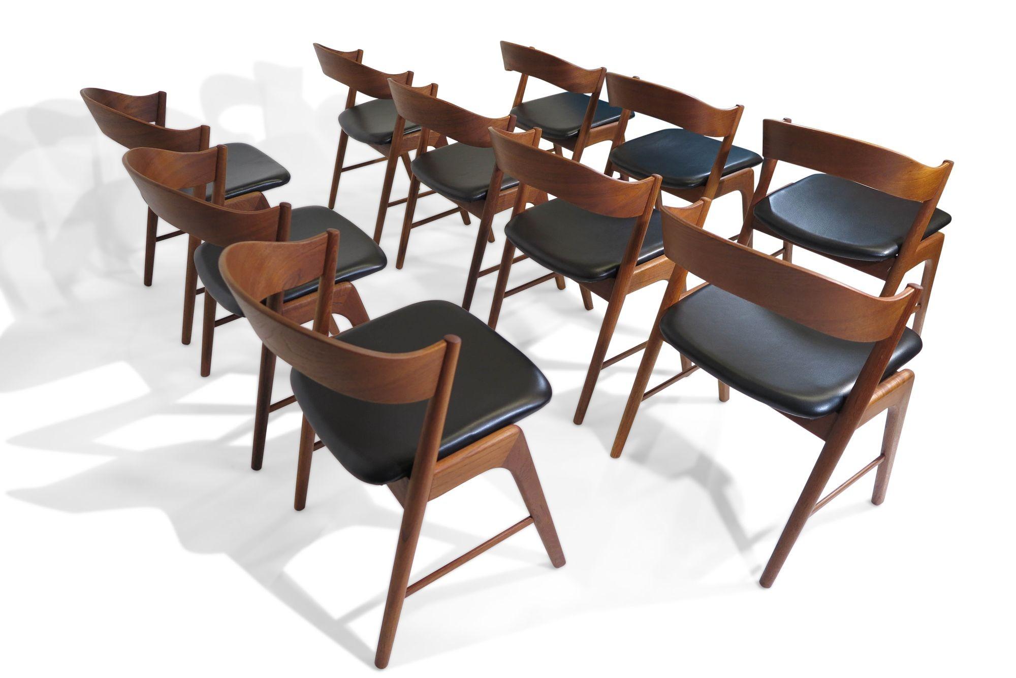 Mid-century Kai Kristiansen Teak Curved Back Danish Dining Chairs 7
