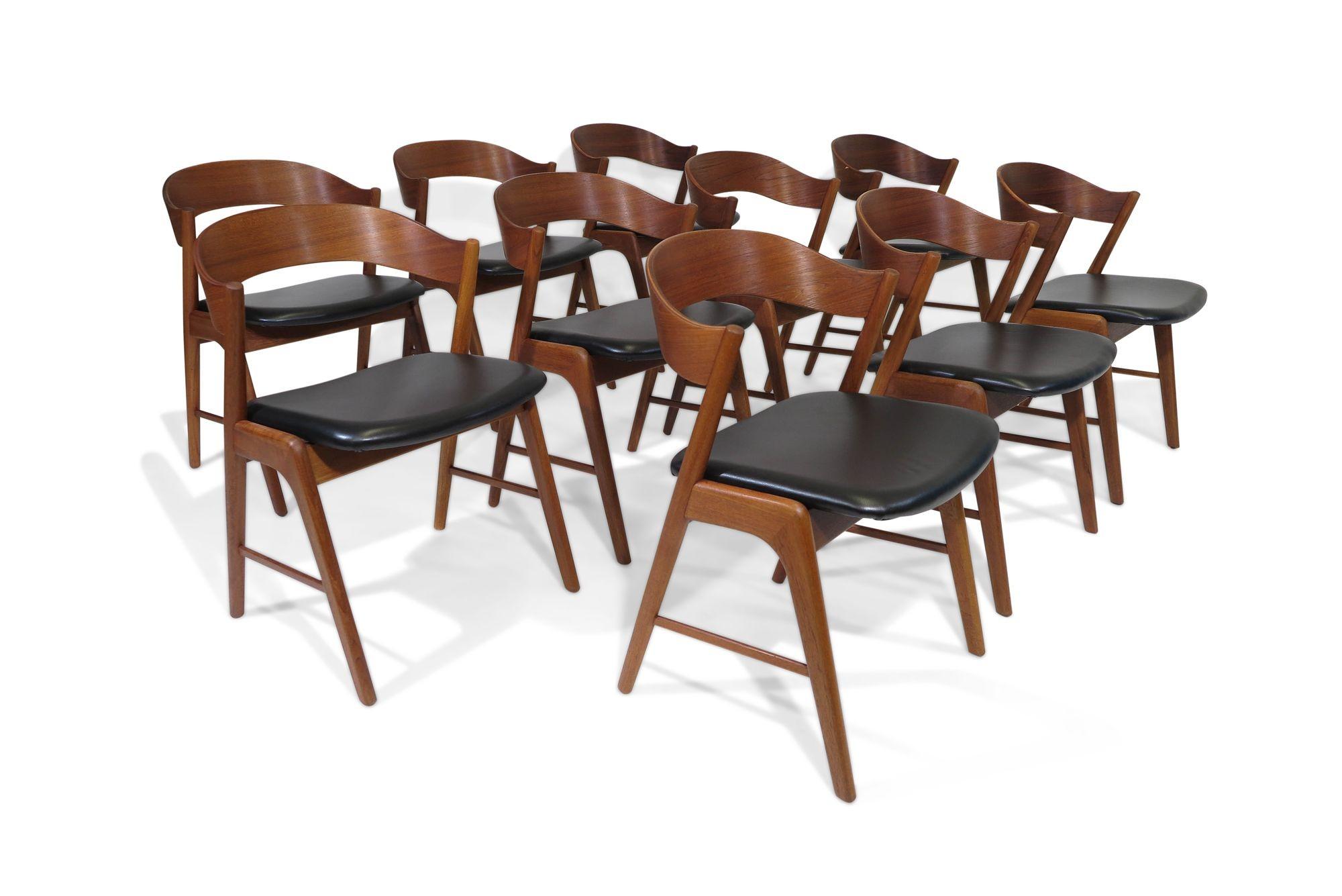 Mid-century Kai Kristiansen Teak Curved Back Danish Dining Chairs 8