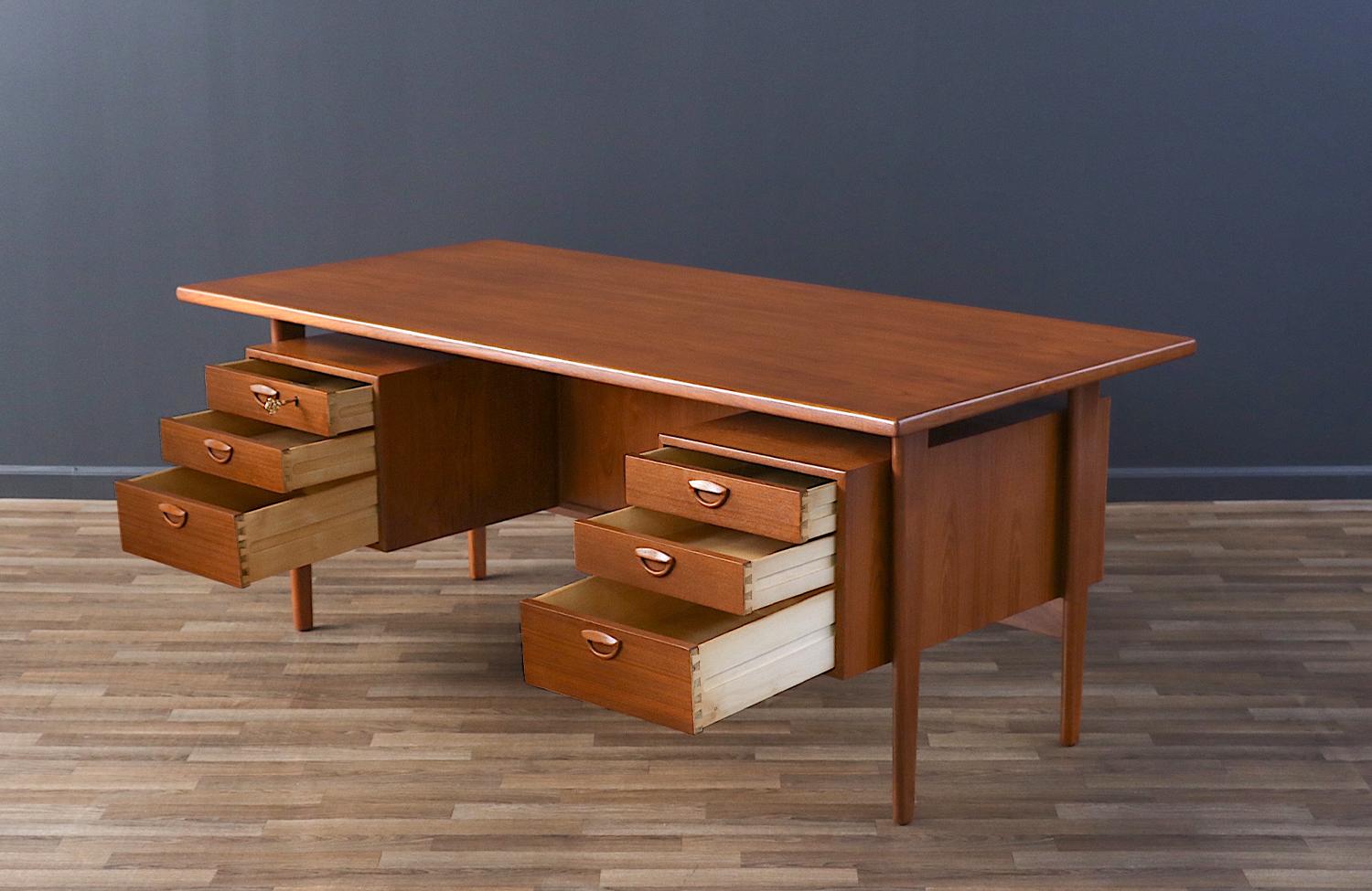 Mid-Century Modern Kai Kristiansen Teak Desk with Bookcase for Feldballes Møbelfabrik