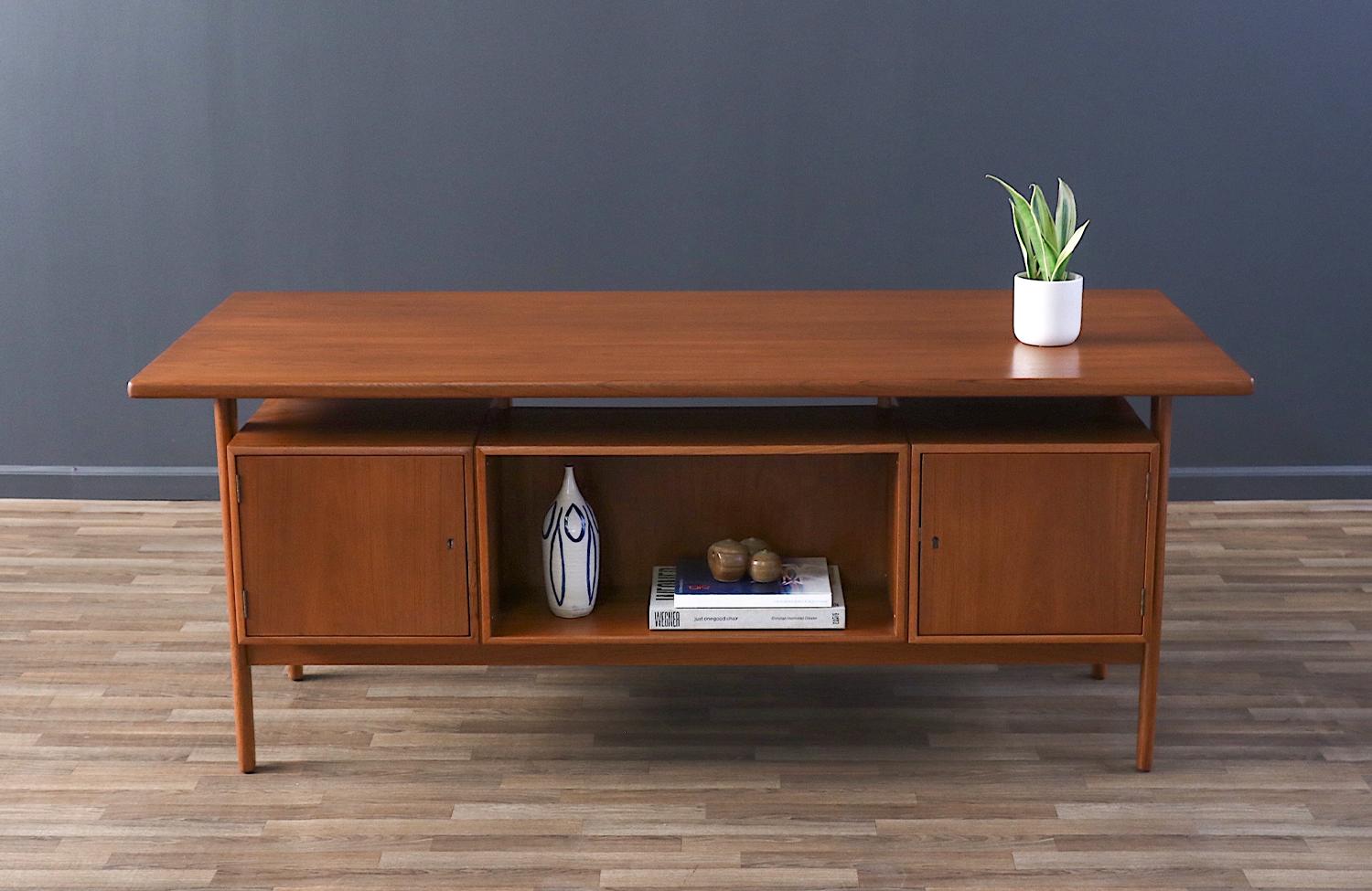 Danish Kai Kristiansen Teak Desk with Bookcase for Feldballes Møbelfabrik