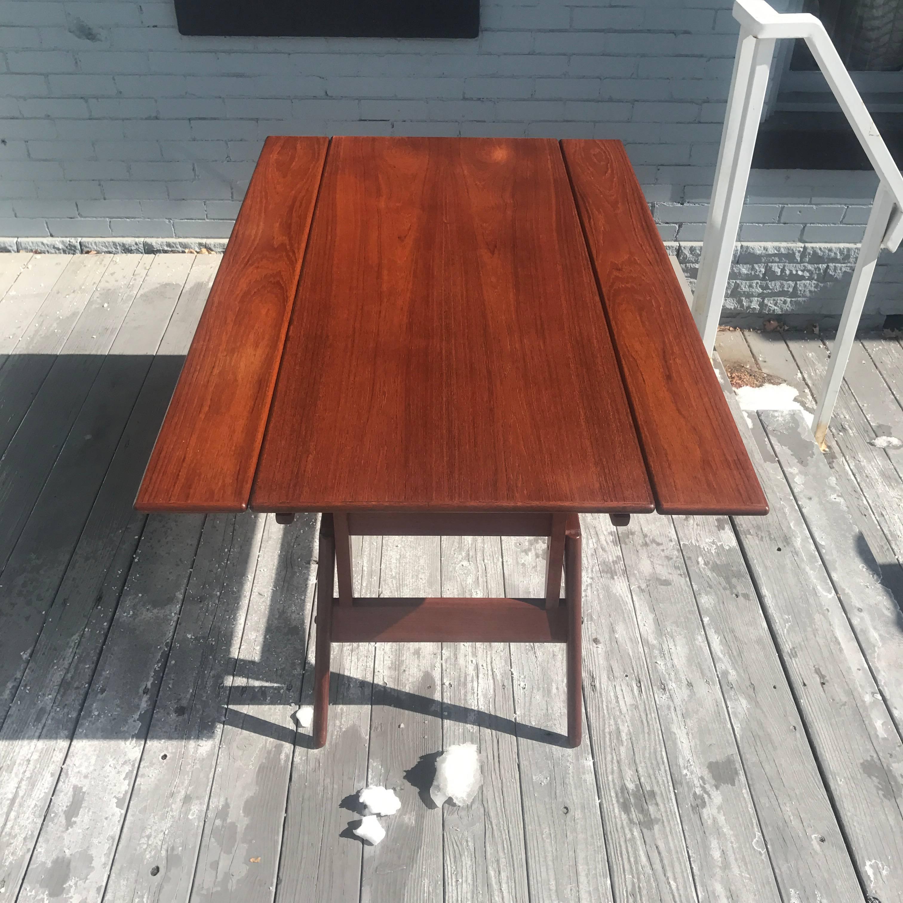 Mid-Century Modern Kai Kristiansen Teak Elevator Coffee to Dining Table with Leaves Made in Denmark