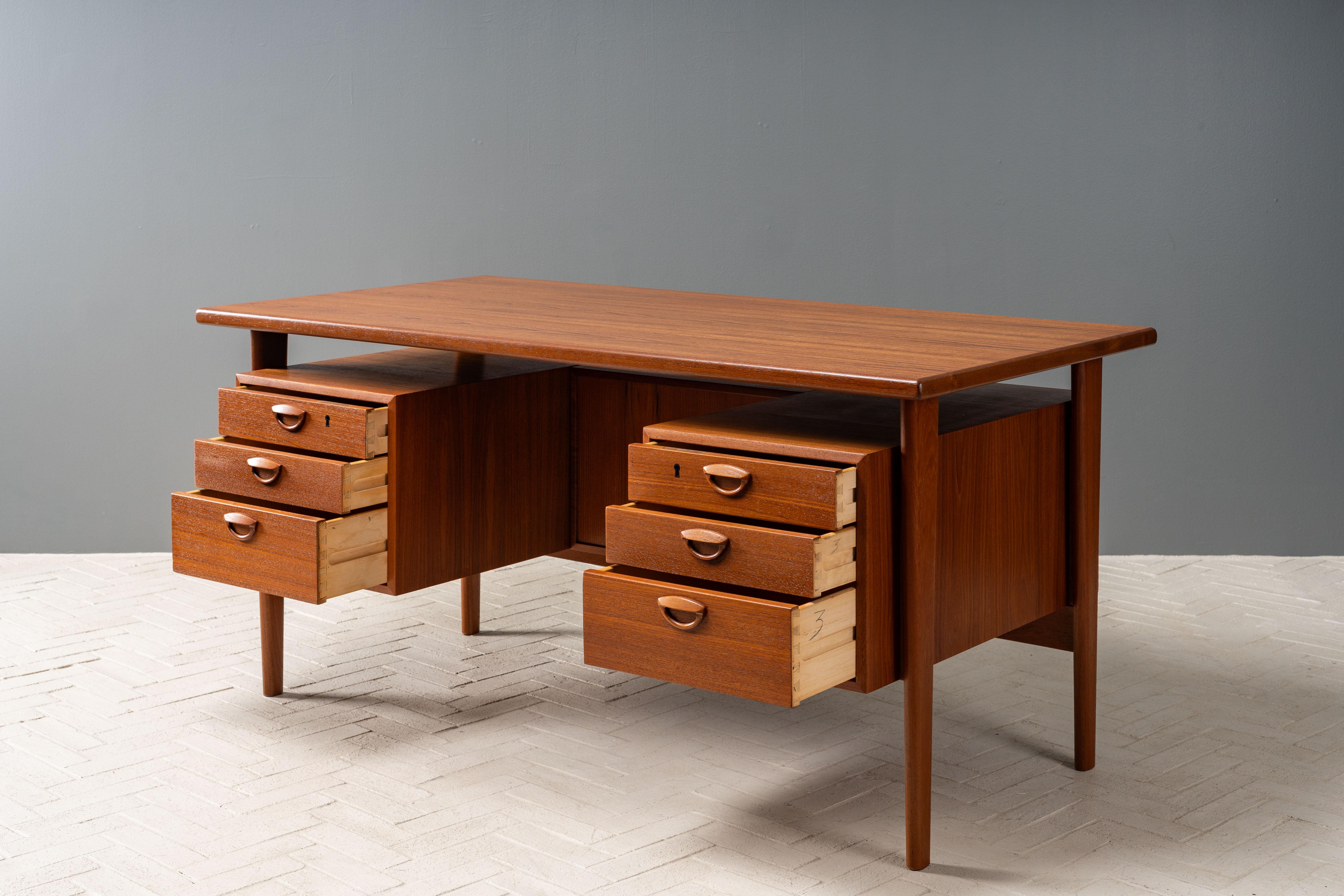 Mid-Century Modern Kai Kristiansen Teak Executive Desk For Sale