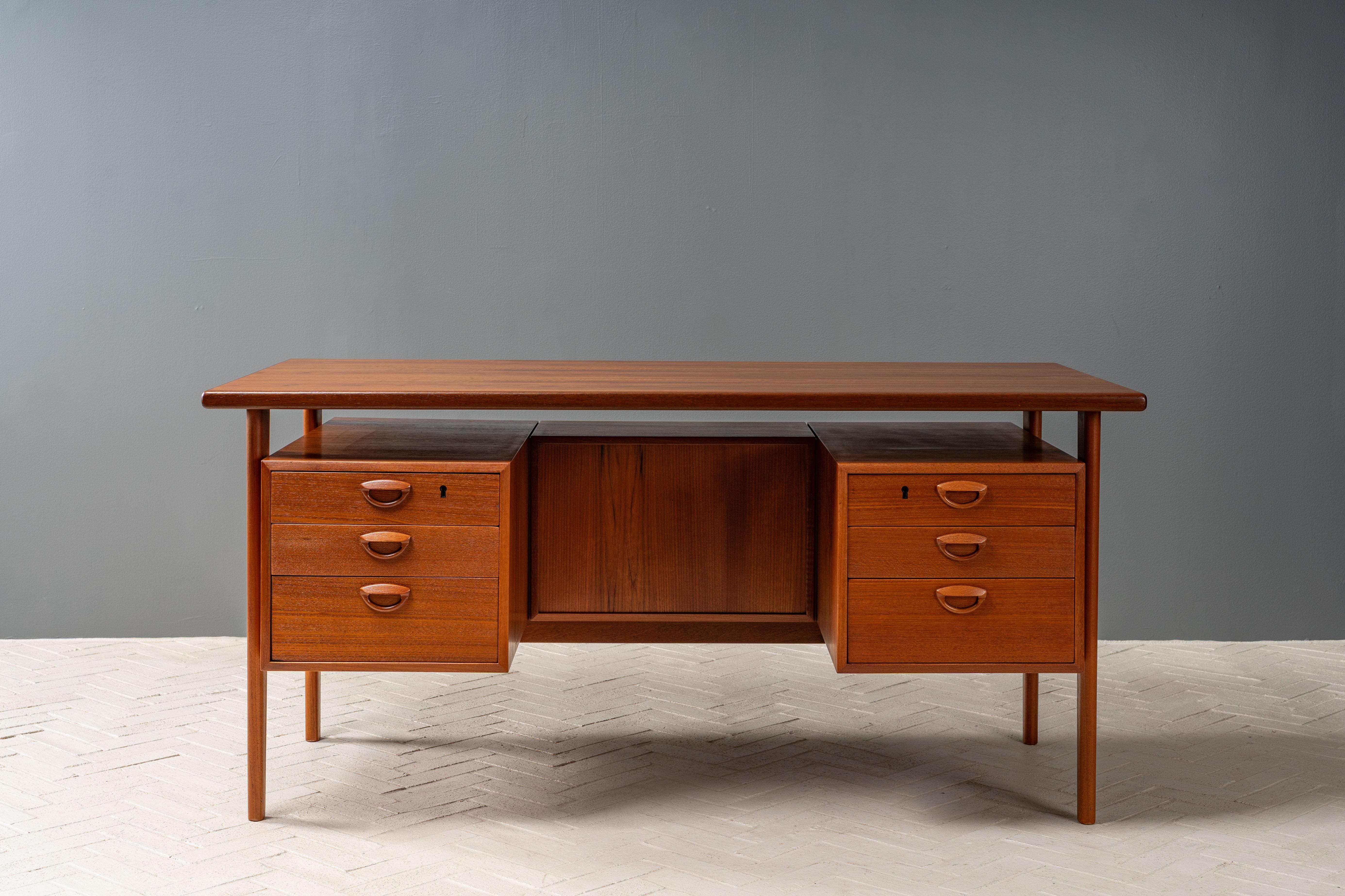 Danish Kai Kristiansen Teak Executive Desk For Sale