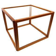 Table cubique en teck et verre Kai Kristiansen, Danemark, années 1960