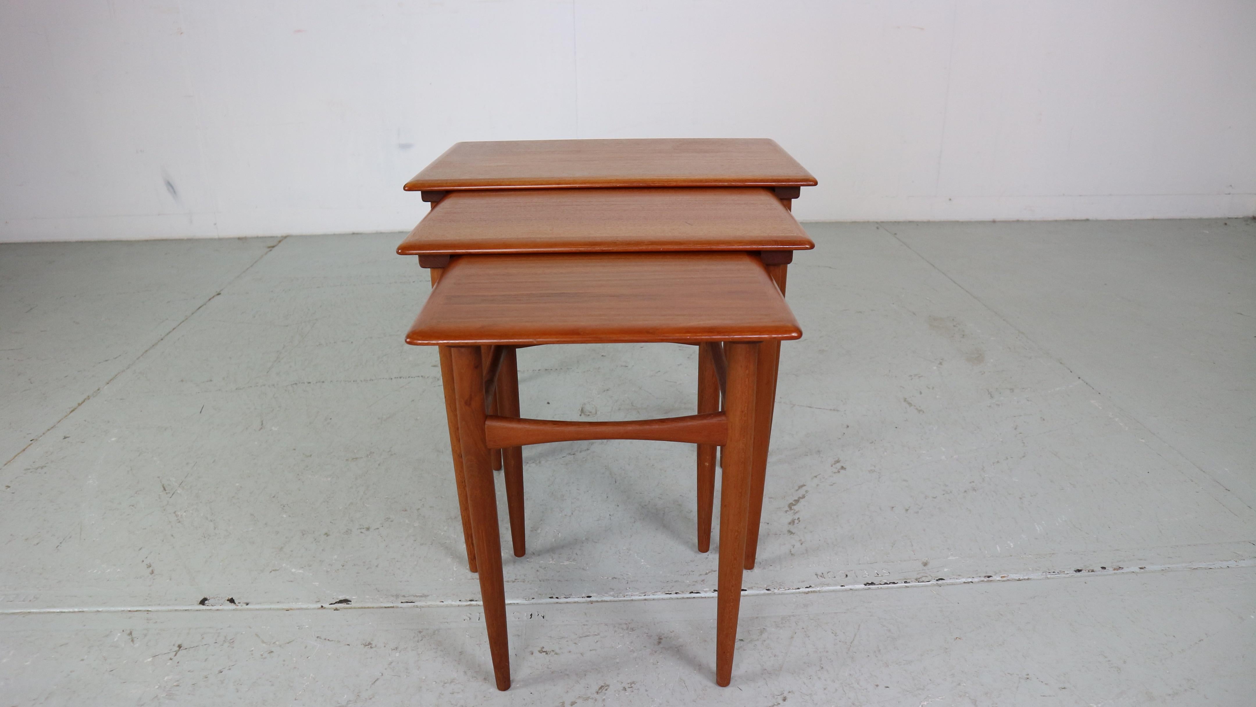 Kai Kristiansen Teak Nesting Side Table Set Of 3 , 1960's Denmark  For Sale 5