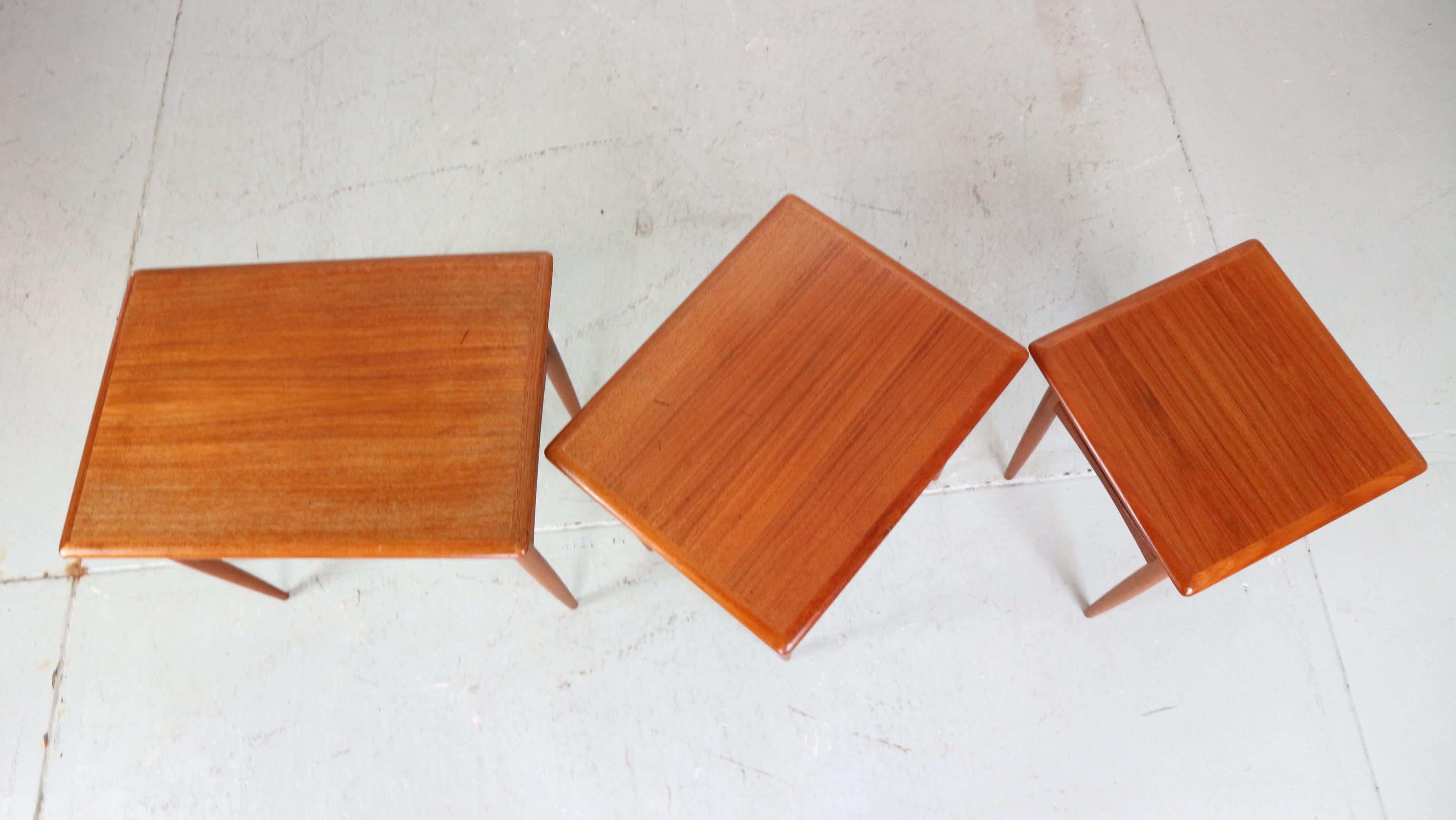 Kai Kristiansen Teak Nesting Side Table Set Of 3 , 1960's Denmark  For Sale 10
