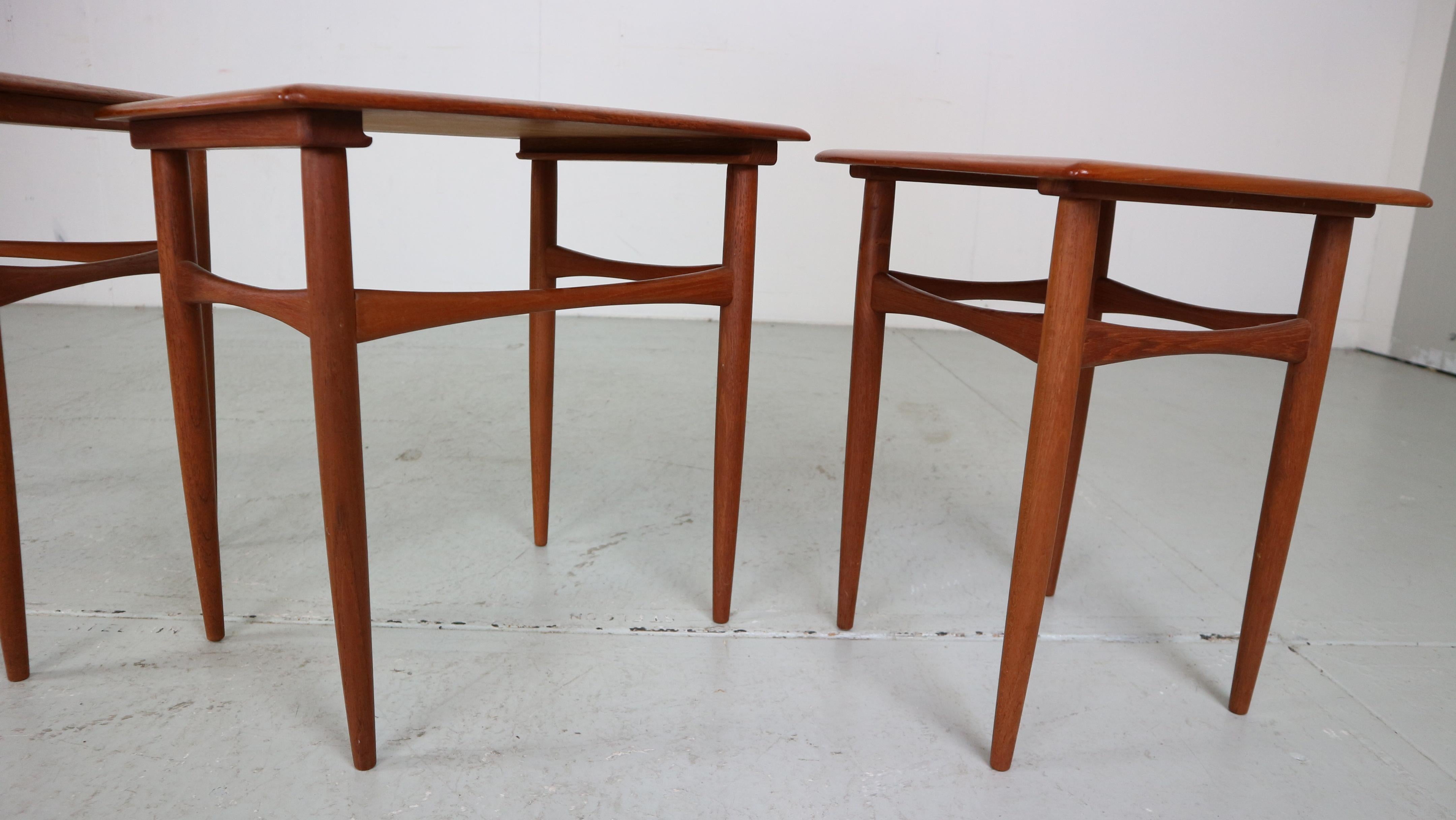 Kai Kristiansen Teak Nesting Side Table Set Of 3 , 1960's Denmark  For Sale 11