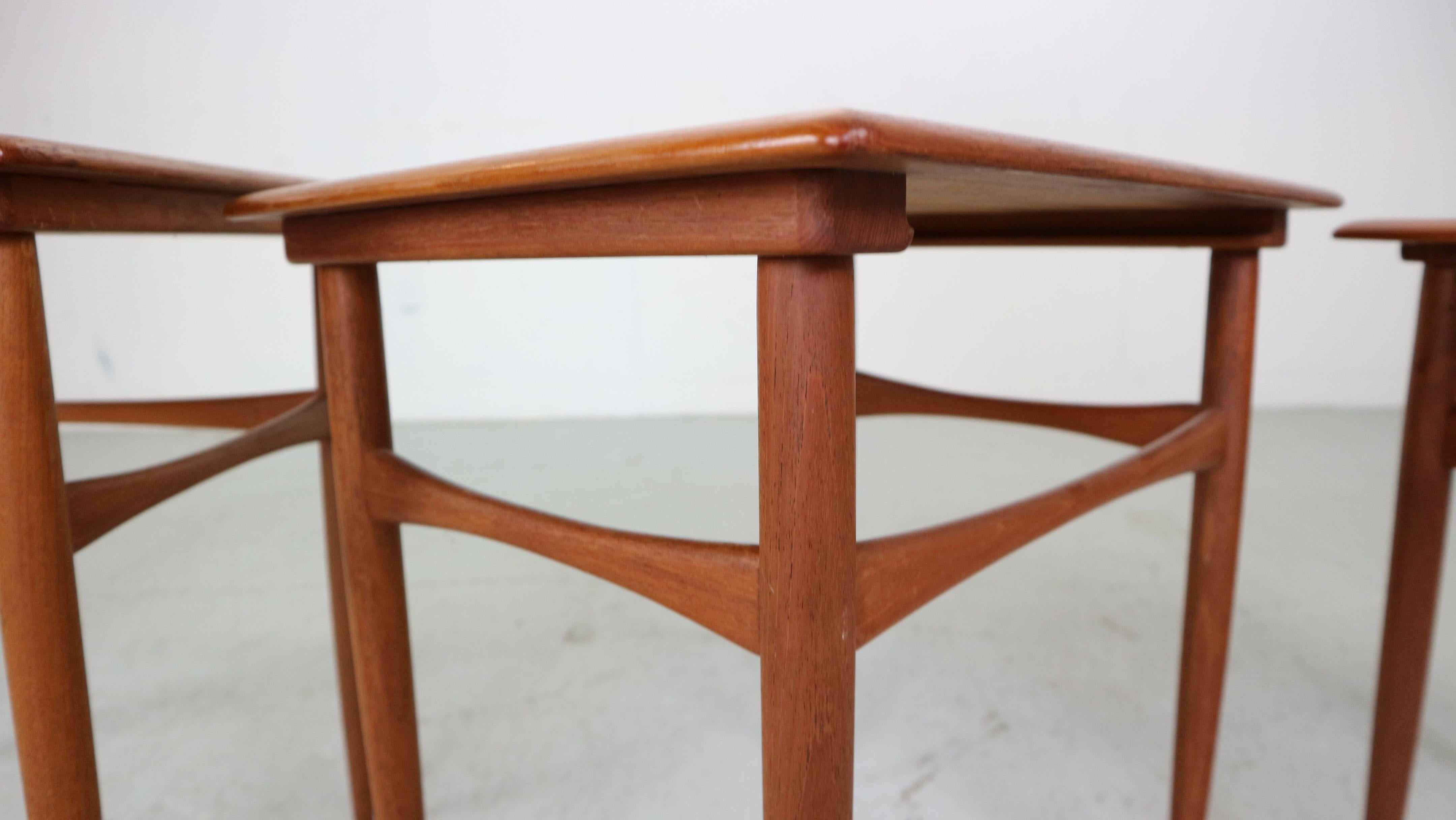 Kai Kristiansen Teak Nesting Side Table Set Of 3 , 1960's Denmark  For Sale 12