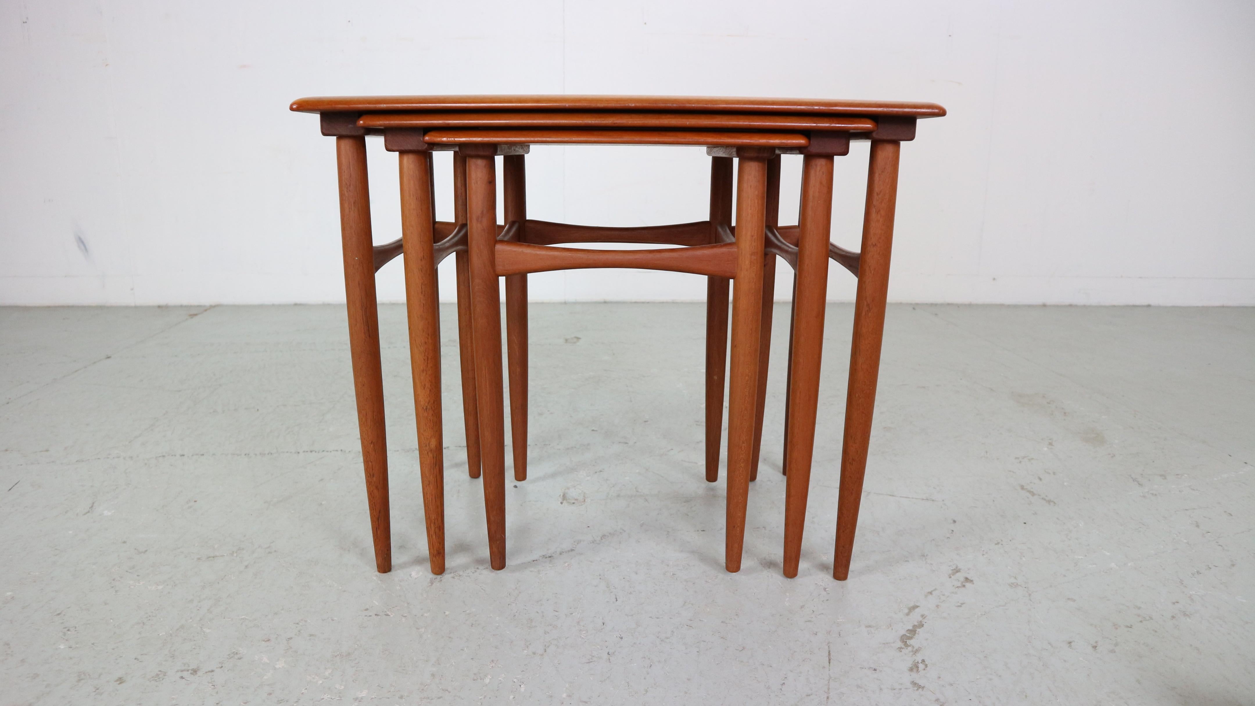 Kai Kristiansen Teak Nesting Side Table Set Of 3 , 1960's Denmark  For Sale 2