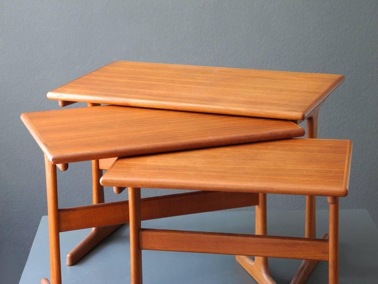 Kai Kristiansen Teak Set of Three Nesting Tables, Denmark Vildbjerg ...