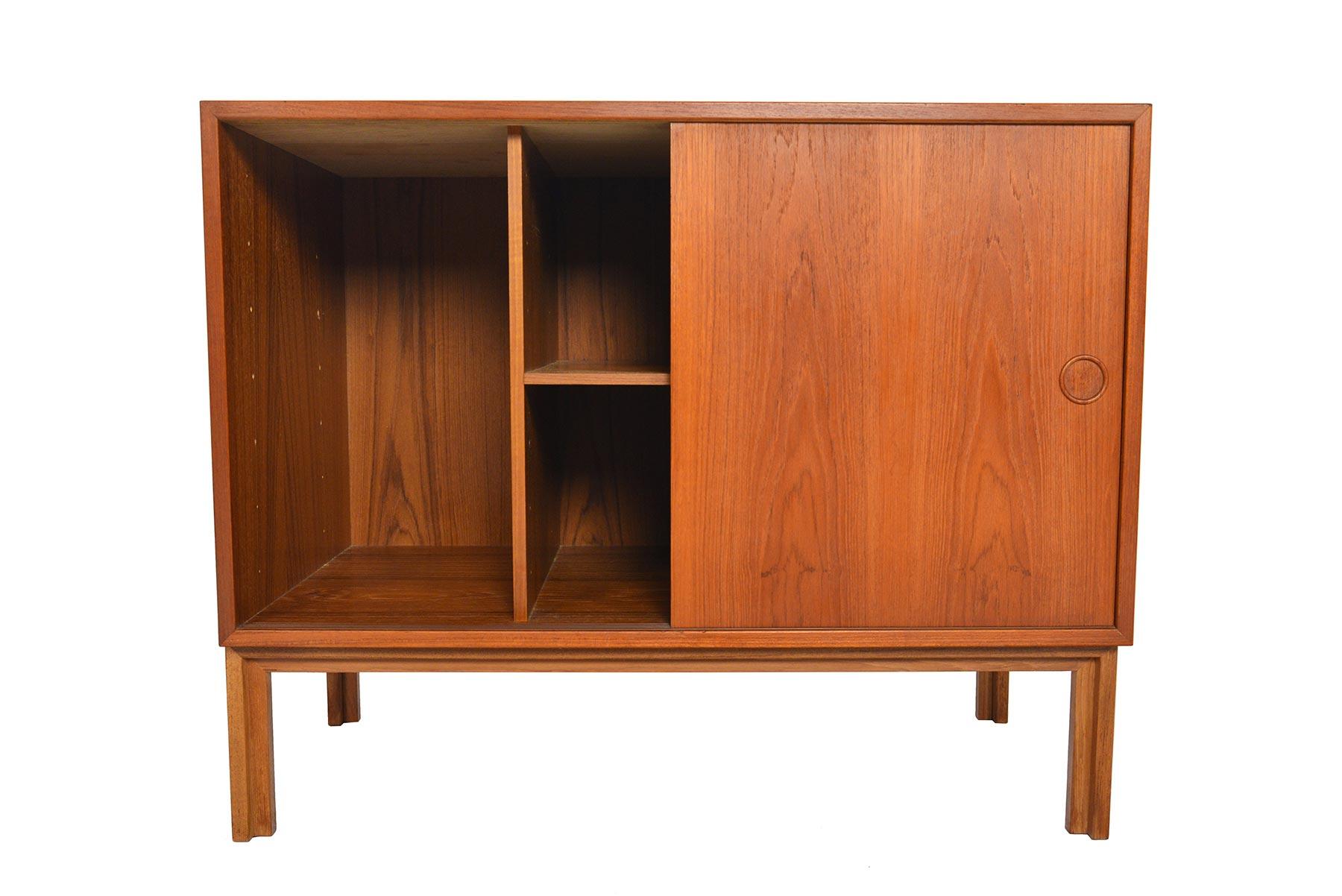 Scandinavian Modern Kai Kristiansen Teak Sliding Door Credenza Teak Base