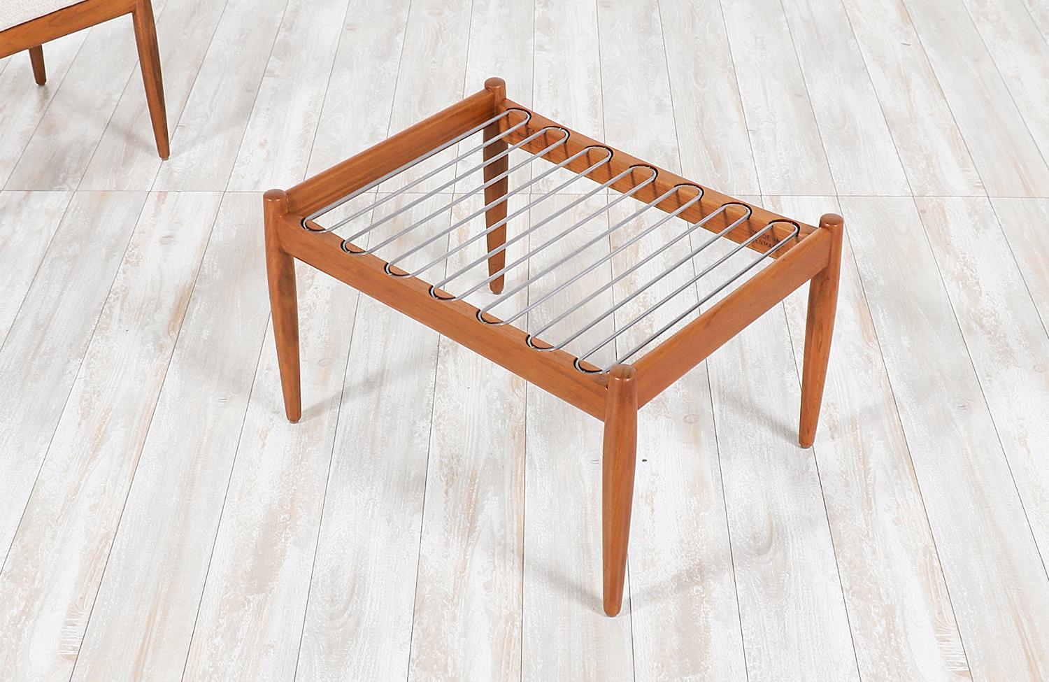 Fabric Kai Kristiansen Teak Stools for Magnus Olesen