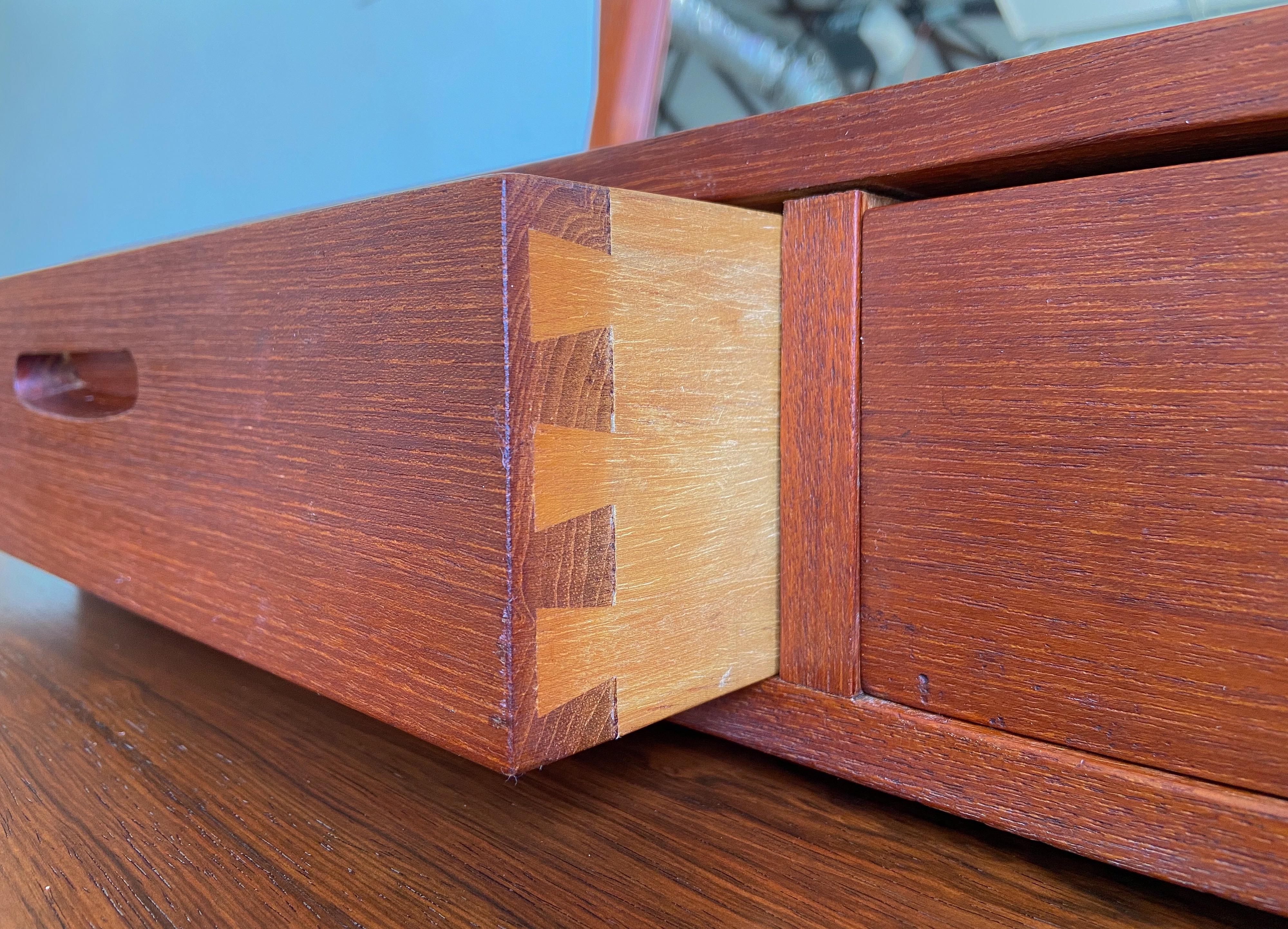 Danish Kai Kristiansen Teak Tabletop Vanity Mirror with Drawers, Denmark, 1960's For Sale