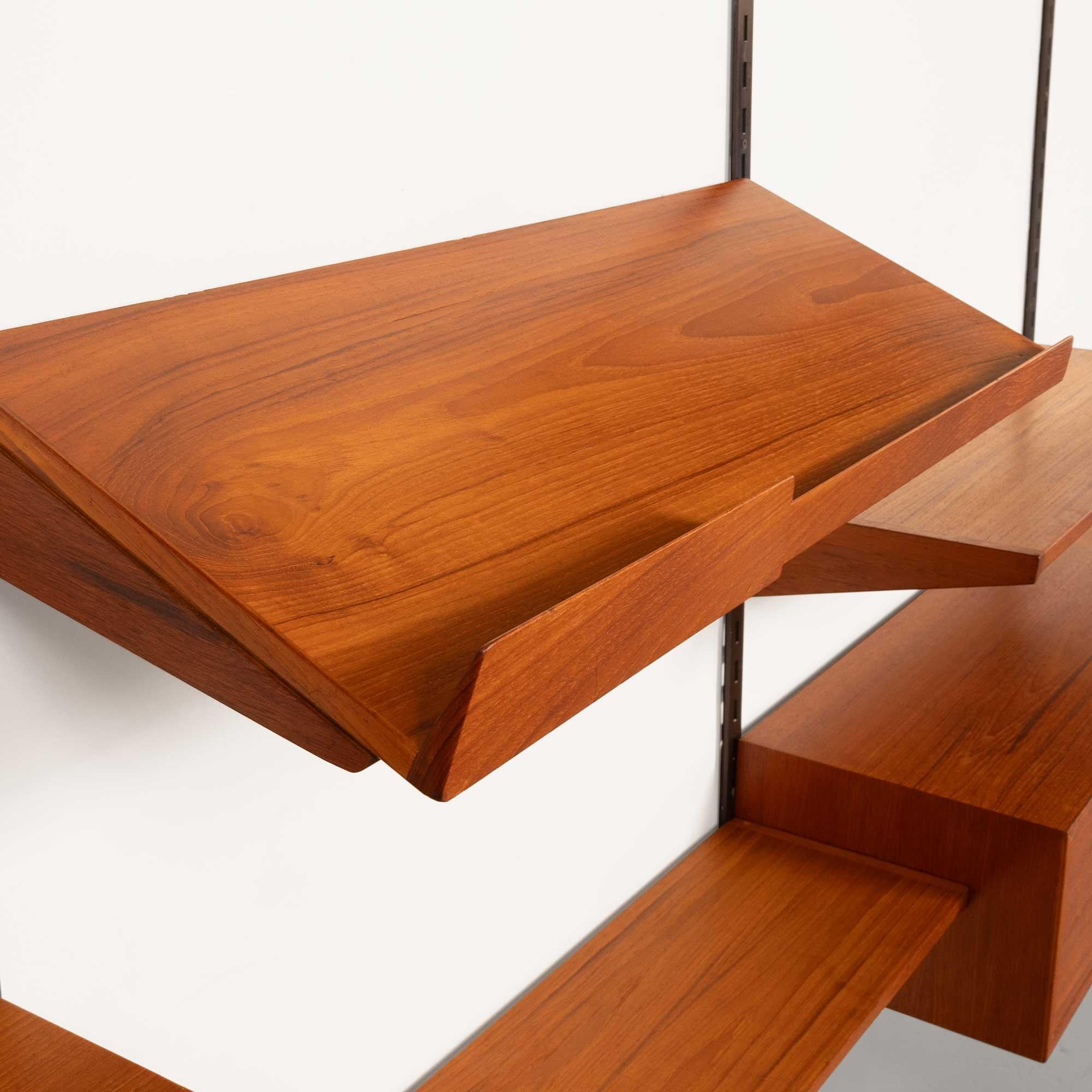 Kai Kristiansen Teakholz-Wandsystem Dänisch Mid-Century 1960er Jahre mit Tambour-Schrank 4