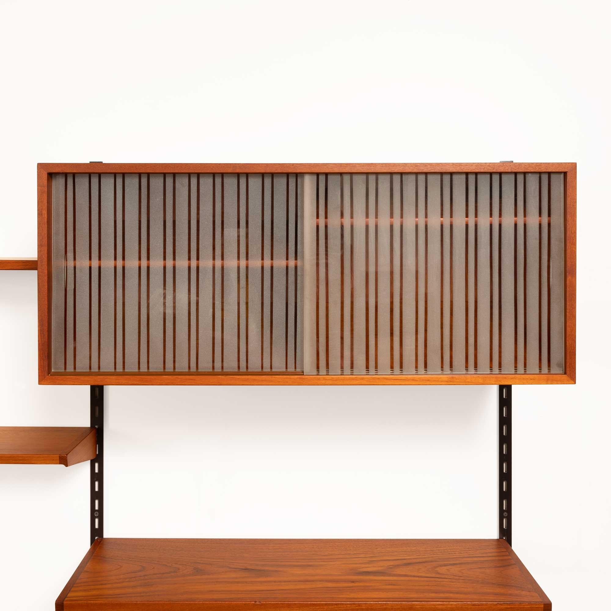 Kai Kristiansen Teak Wall System with Glass Cabinet Danish Mid-Century 1960s For Sale 4