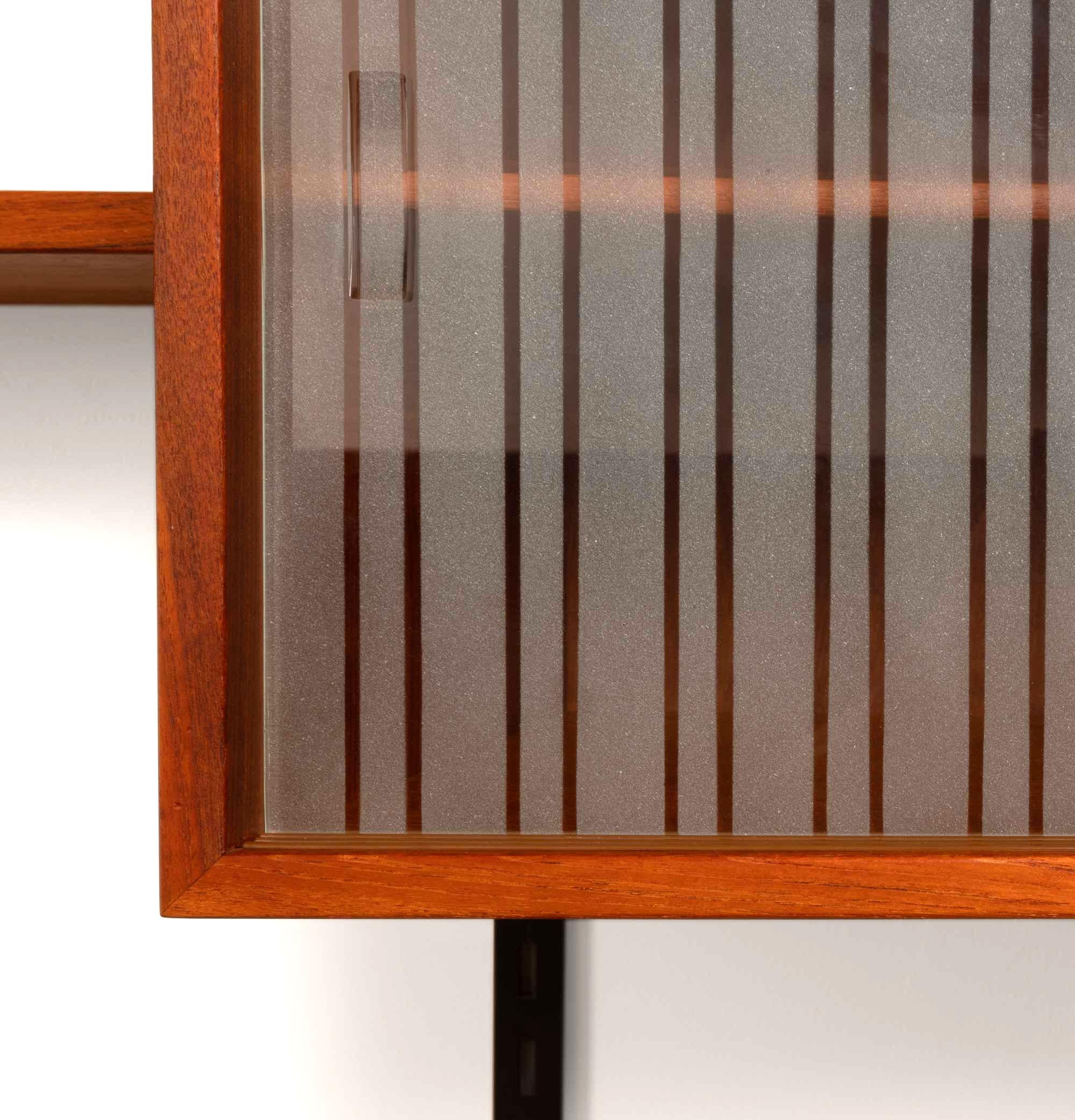 Kai Kristiansen Teak Wall System with Glass Cabinet Danish Mid-Century 1960s For Sale 5