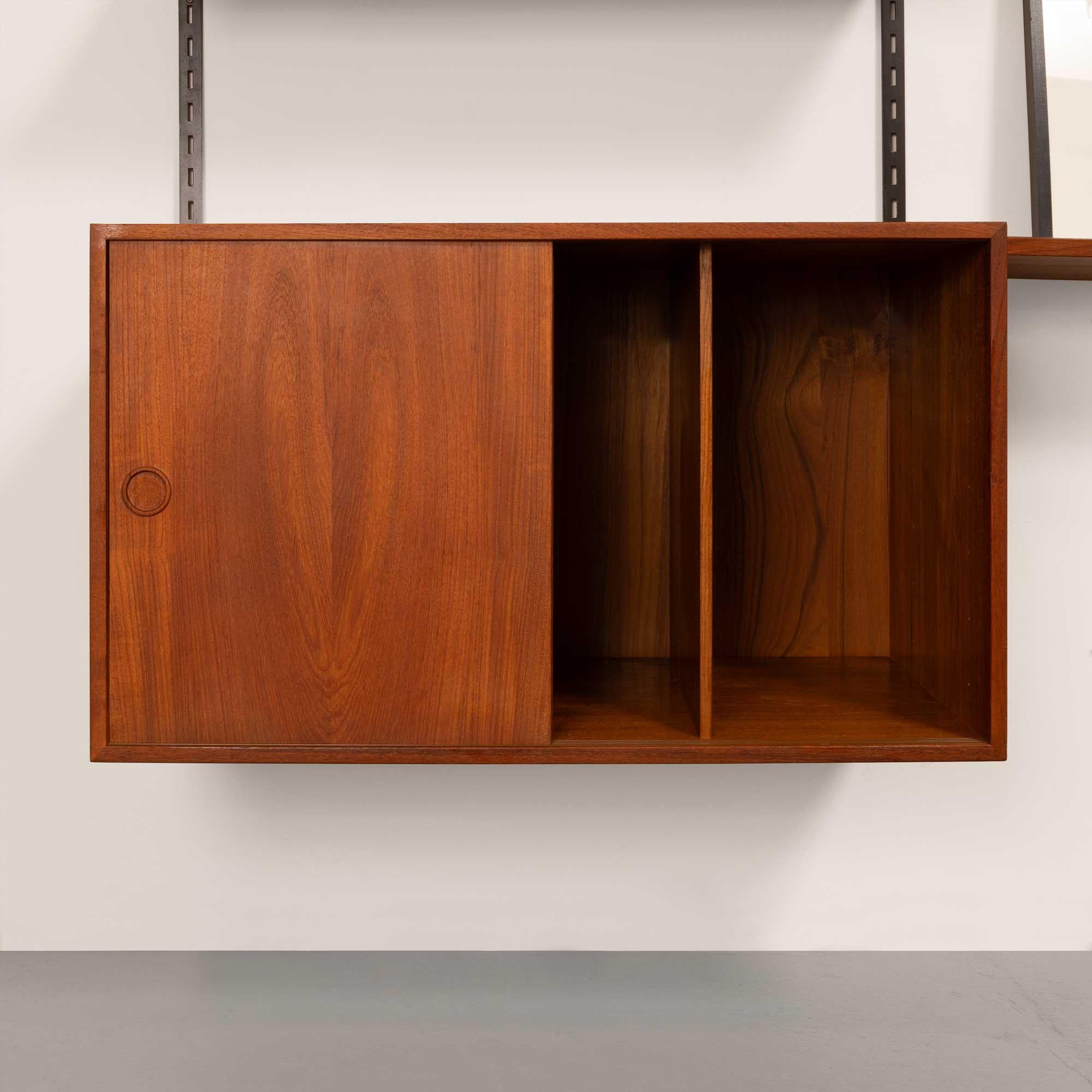 Kai Kristiansen Teak Wall System with Glass Cabinet Danish Mid-Century 1960s In Good Condition For Sale In Emeryville, CA