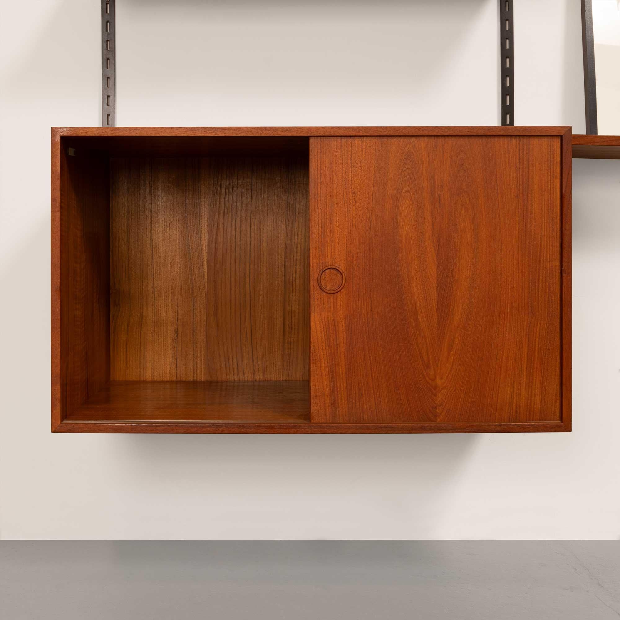 20th Century Kai Kristiansen Teak Wall System with Glass Cabinet Danish Mid-Century 1960s For Sale