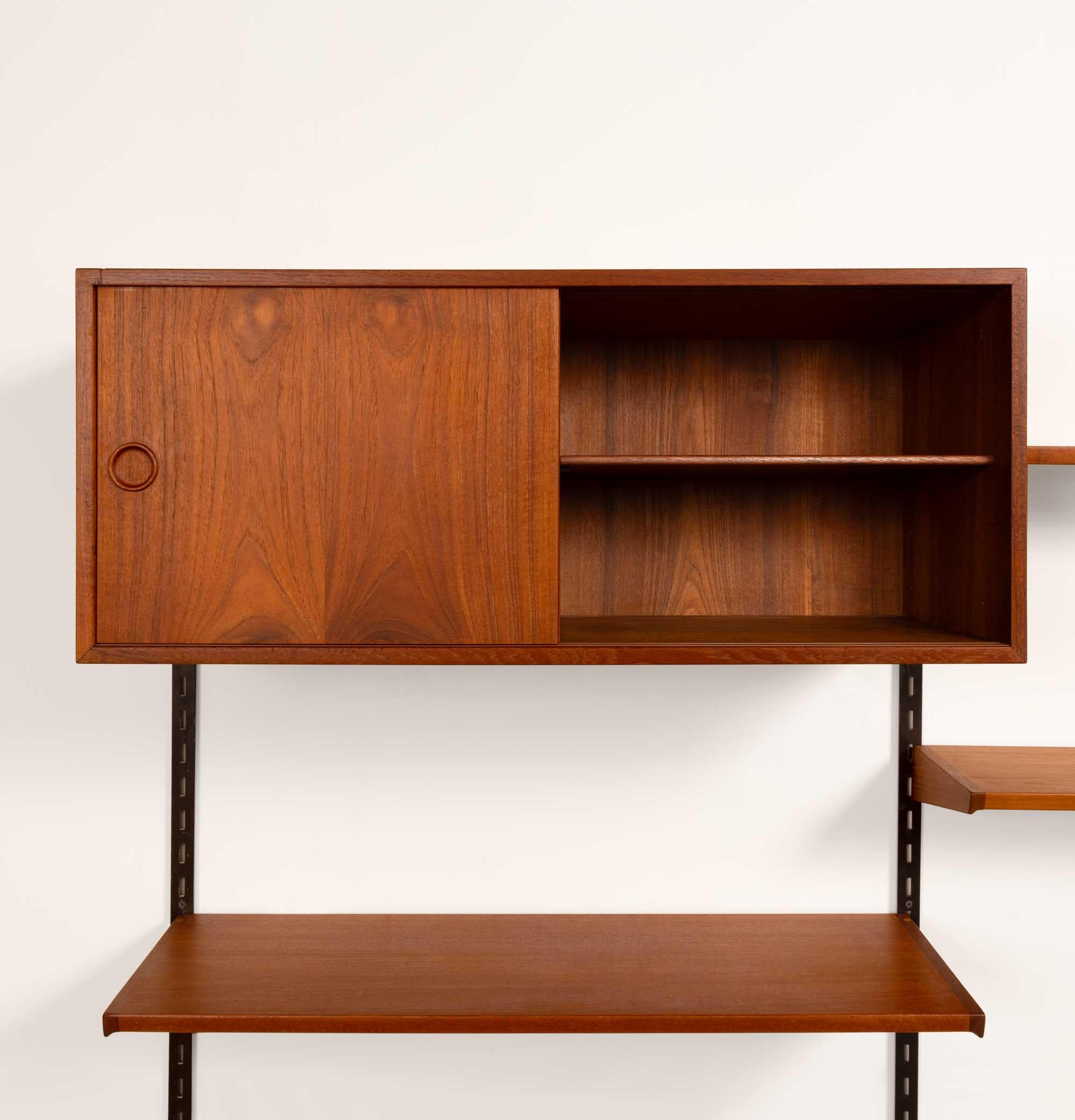 Kai Kristiansen Teak Wall System with Glass Cabinet Danish Mid-Century 1960s For Sale 2