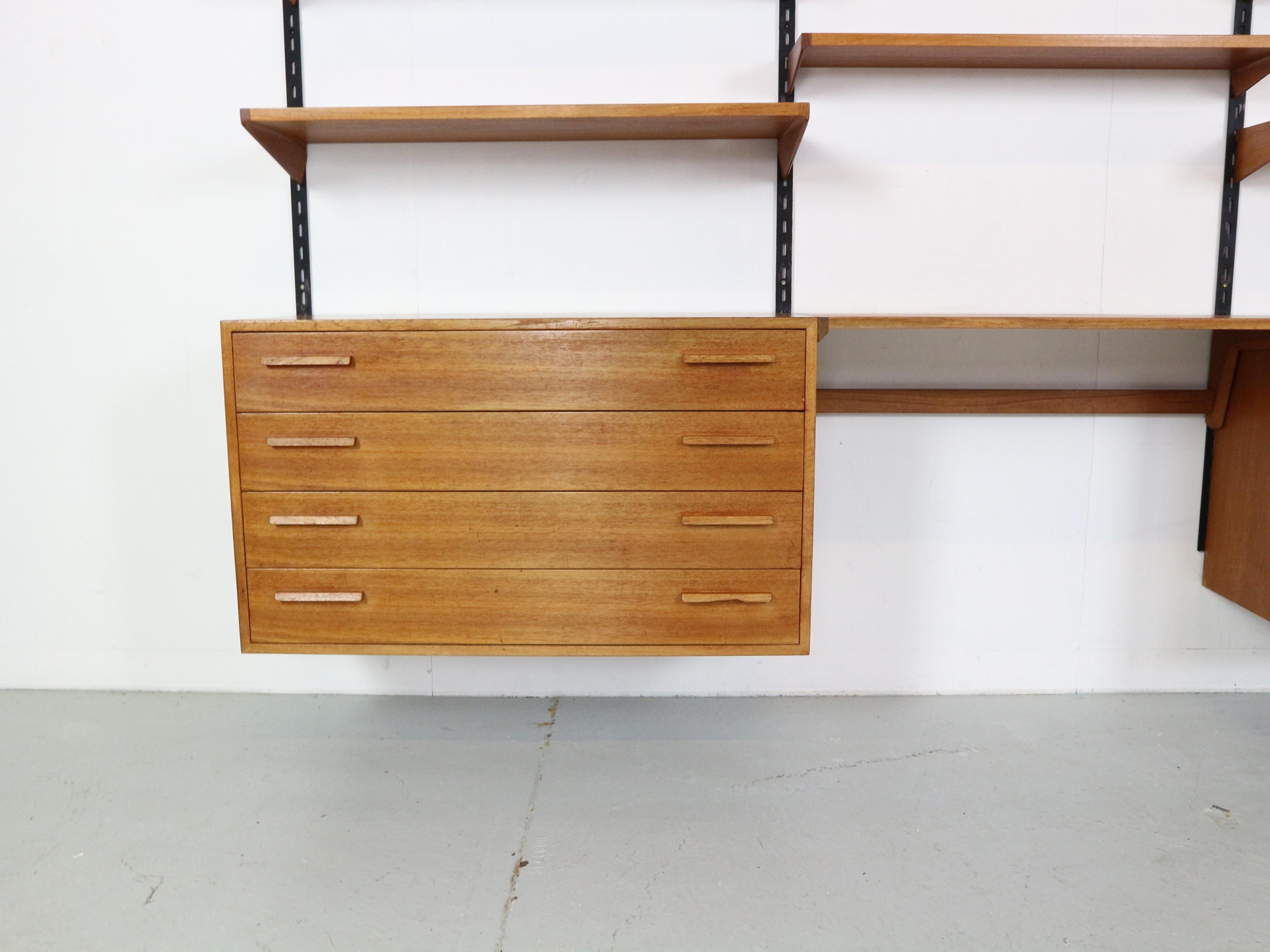 Mid-Century Modern Kai Kristiansen Teak Wall Unit System for Feldballes Mobelfabrik, 1960 Denmark