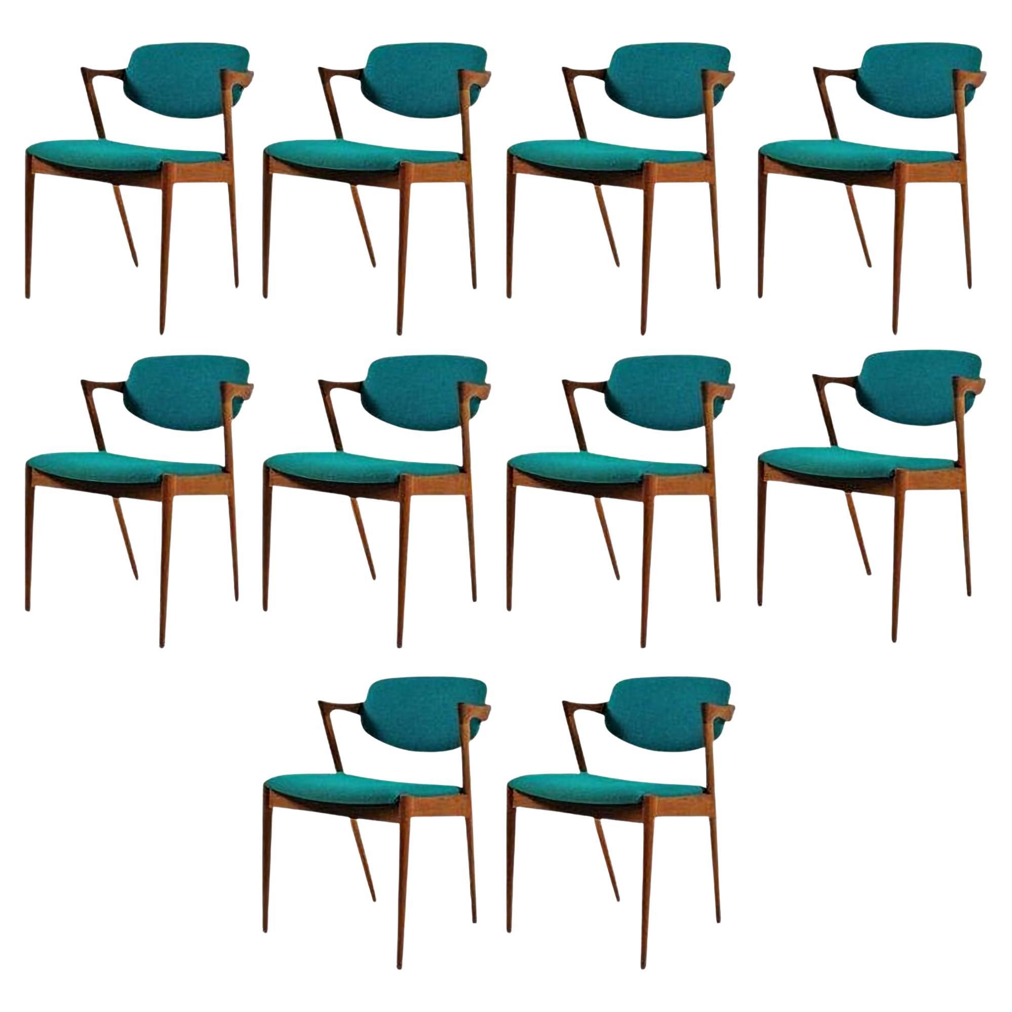 Kai Kristiansen Ten Fully Restored and Customizable Model 42 Teak Dining Chairs