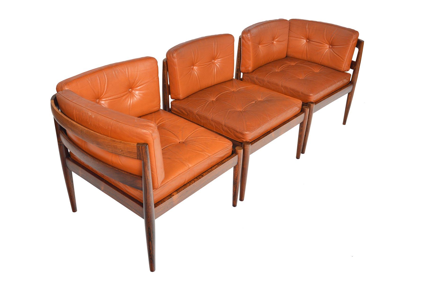 Leather Kai Kristiansen Three-Piece Universe Sofa Set in Rosewood