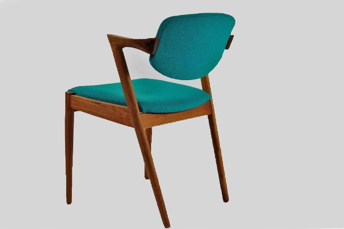 Danish Twelve Restored Kai Kristiansen Teak Dining Chairs Custom Reupholstery Included For Sale