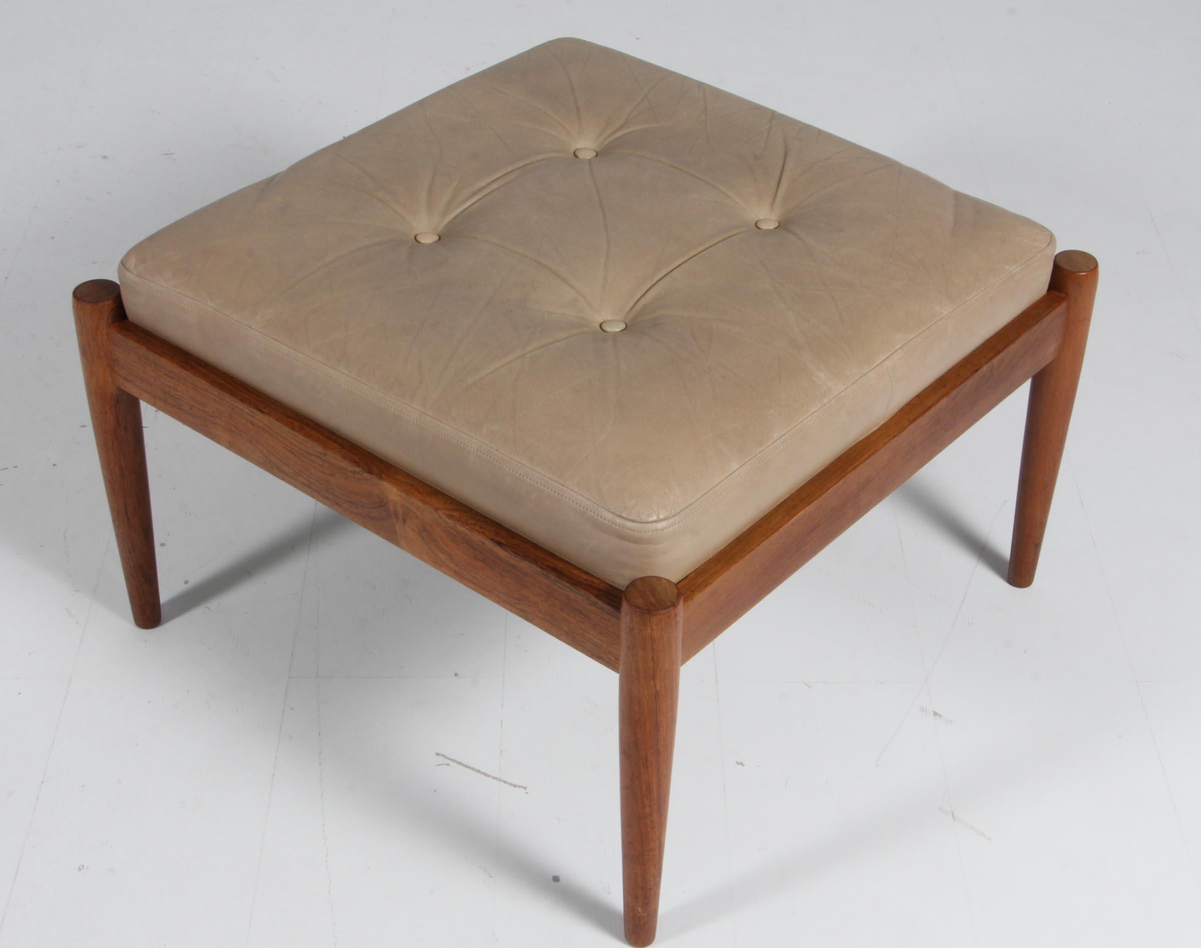 Scandinavian Modern Kai Kristiansen Univers ottoman in leather and rosewood For Sale