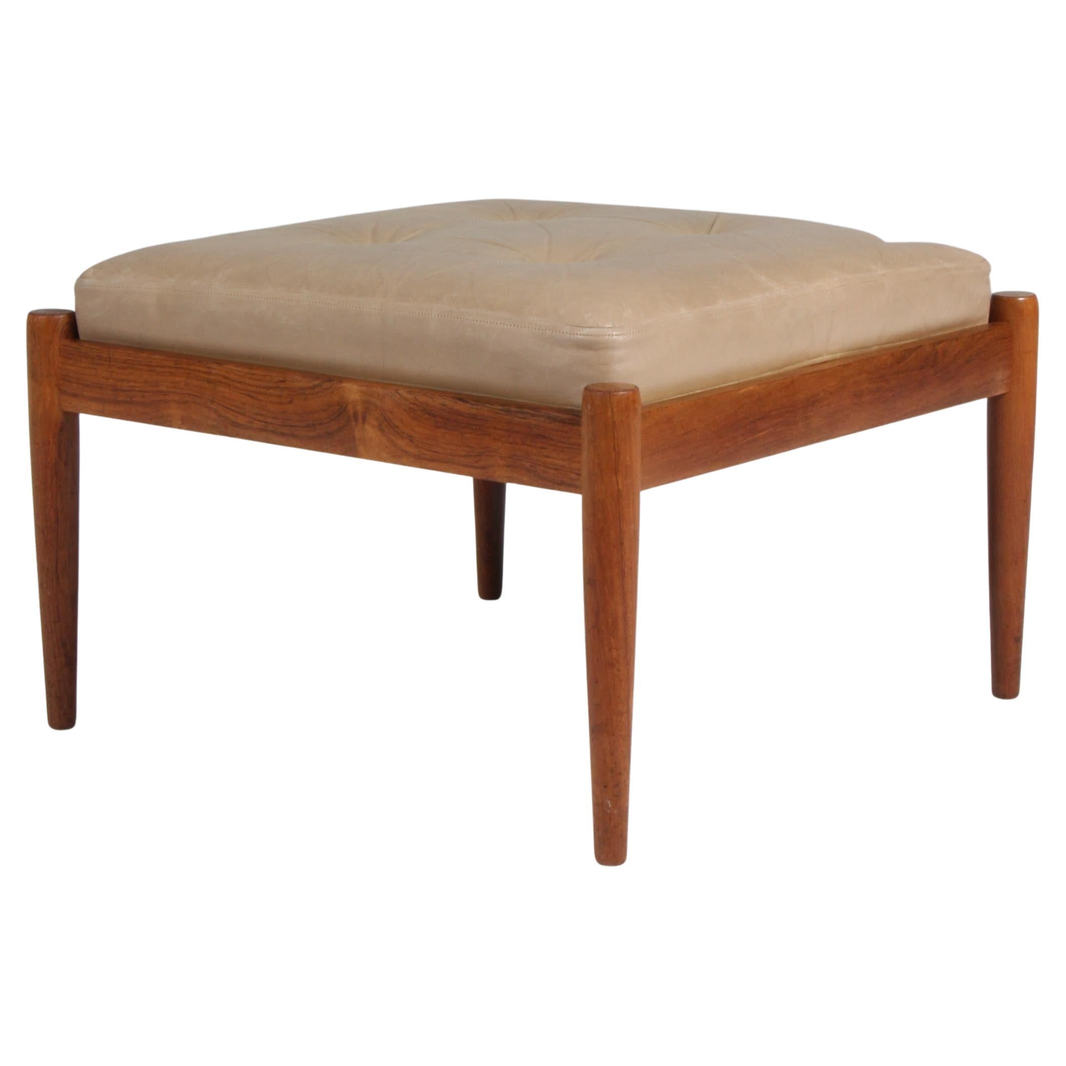 Kai Kristiansen Univers ottoman in leather and rosewood For Sale