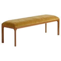 Kai Kristiansen Upholstered Bench in Fumed Oak and Mohair