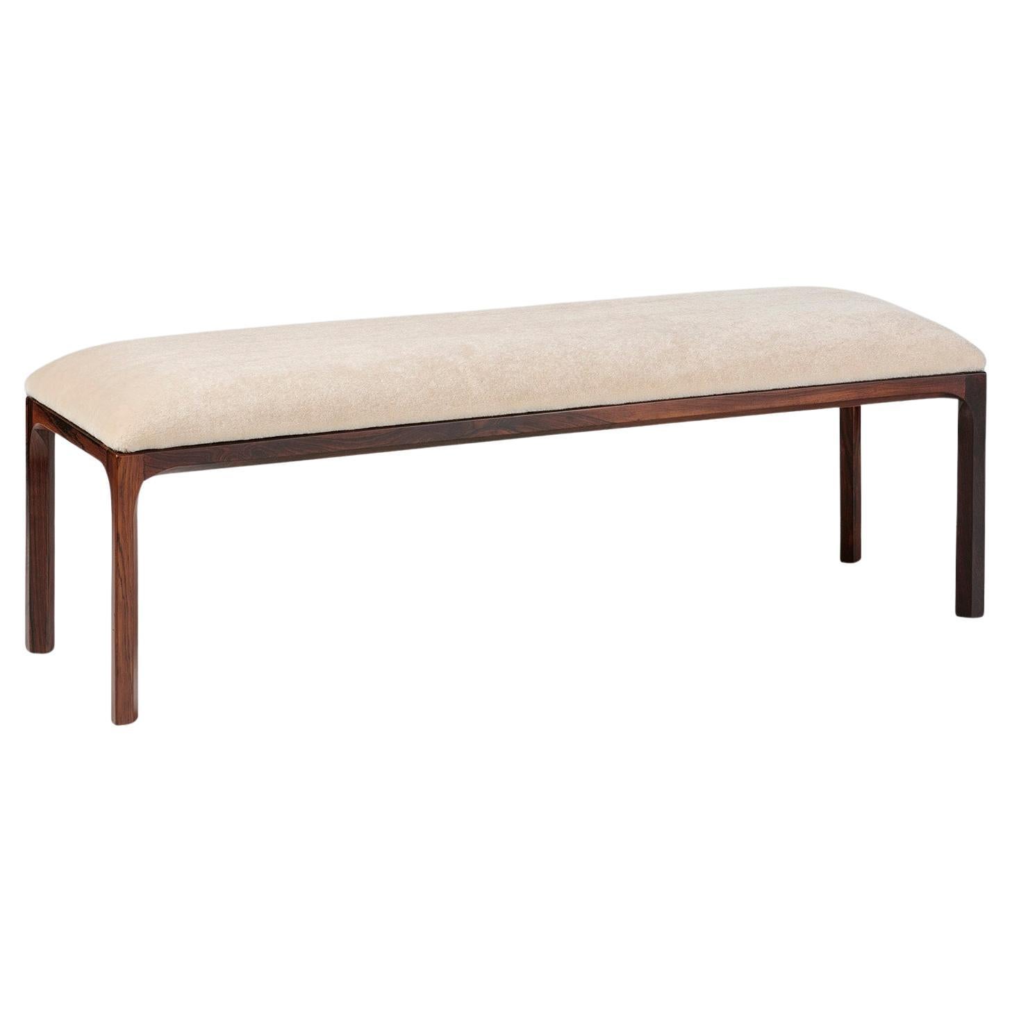 Kai Kristiansen Vintage Rosewood & Mohair Upholstered Bench c1950s