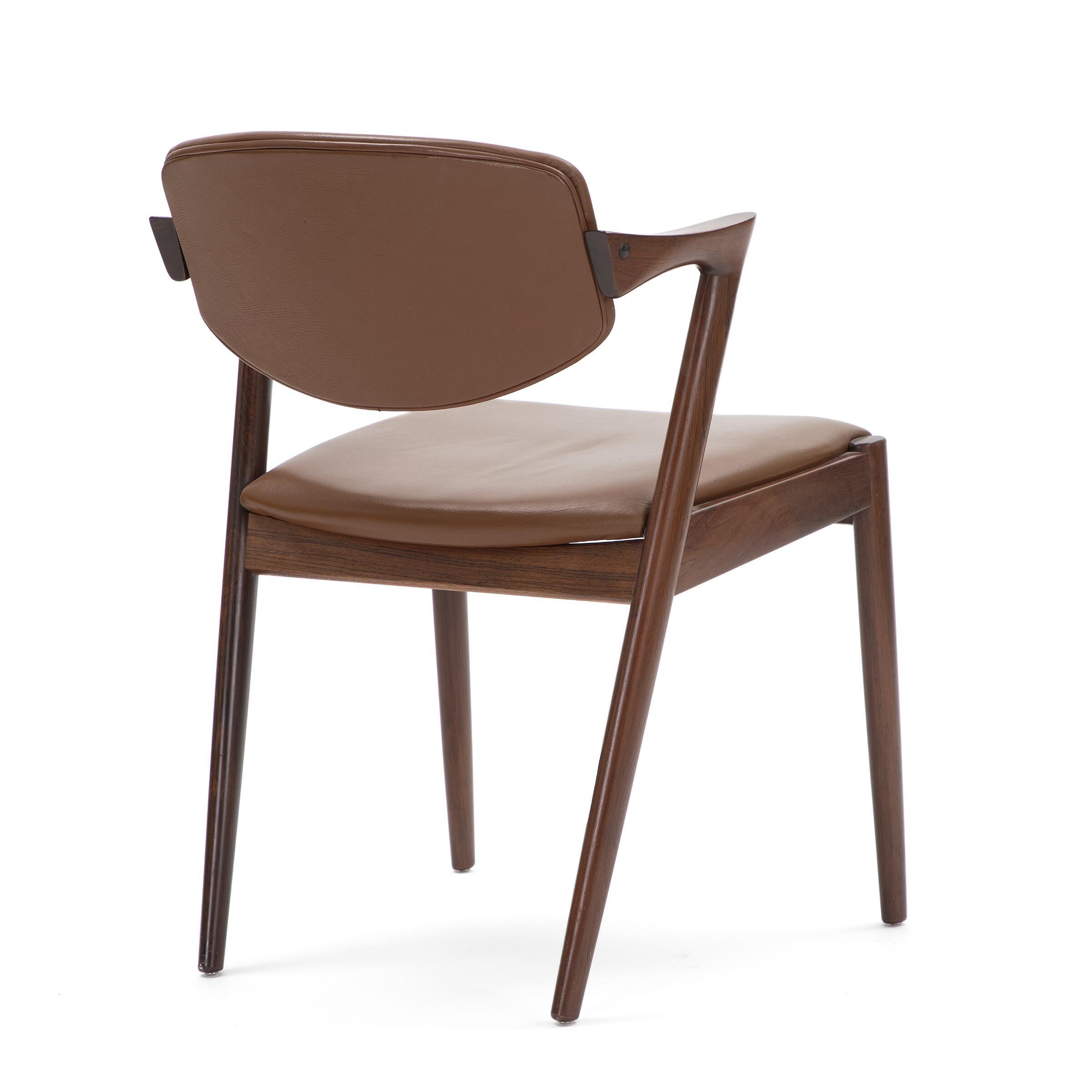 Scandinavian Modern Kai Kristiansen, set of six rosewood armchairs, 1960s For Sale