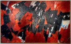"Red Episode" Extra-Large Abstract Post-War Oil Painting By Kai Lindemann
