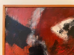 Mid-Century Modern Extra-Large Red Abstract Oil Painting By Kai Lindemann