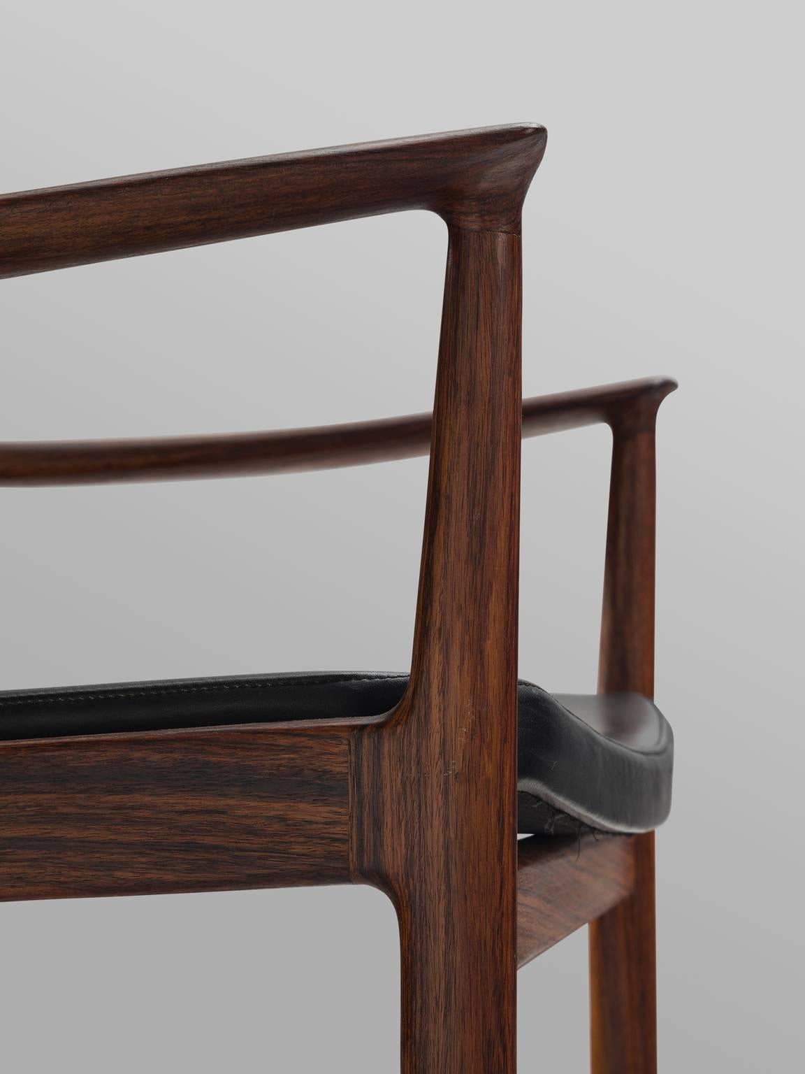Faux Leather Kai Lynfeldt-Larsen Set of Six Rosewood Dining Chairs