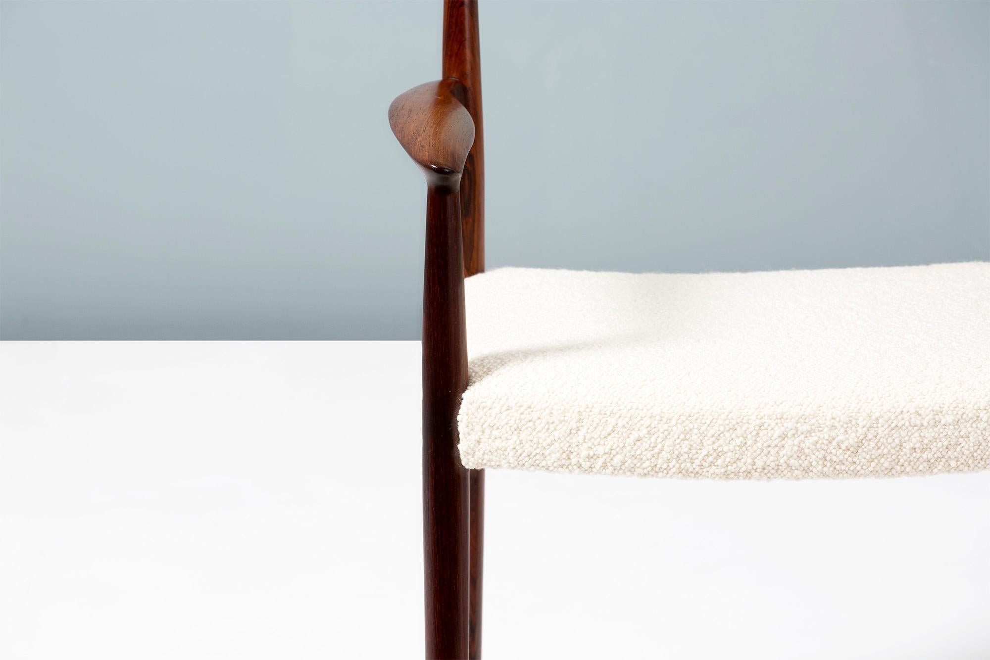 Kai Lyngeldt Larsen Pair of Rosewood and Boucle Armchairs, 1959 In Excellent Condition In London, England