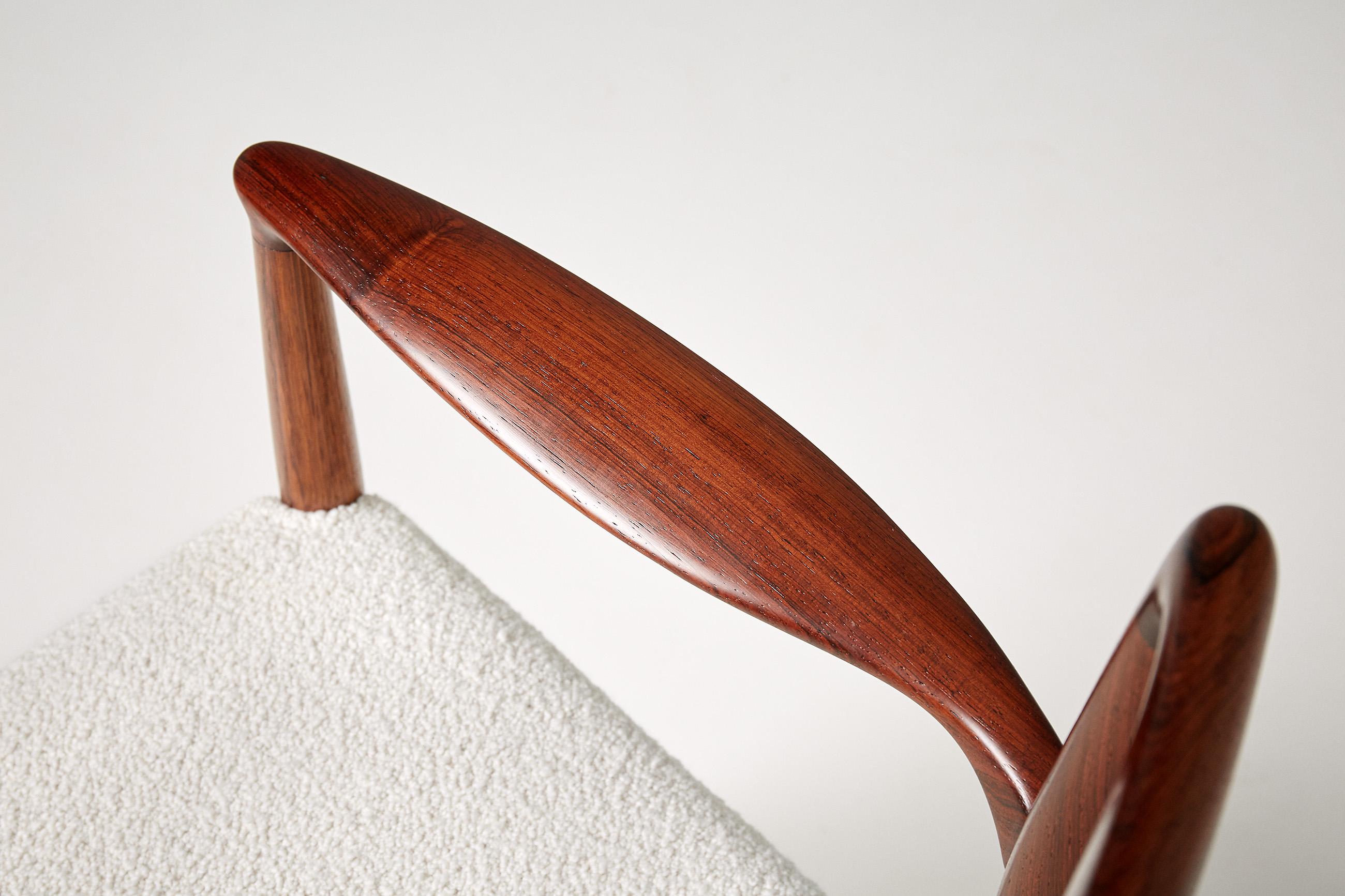 Kai Lyngeldt-Larsen Rosewood and Boucle Armchair, 1959 In Excellent Condition In London, GB