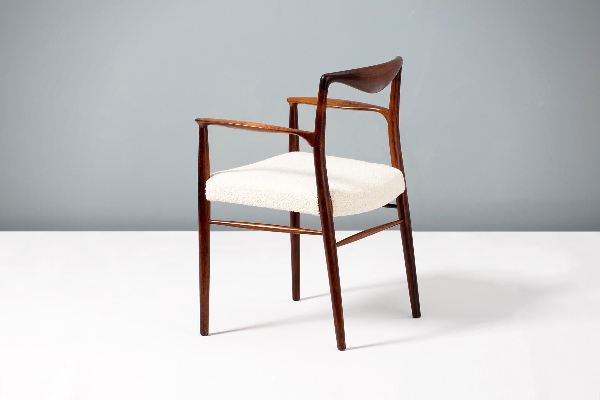 Kai Lyngeldt-Larsen

Rosewood Armchair, 1959

Brazilian rosewood armchair produced by Soren Willadsen in Denmark, circa 1960. Seat upholstered in premium ivory bouclé wool fabric from Chase Erwin, UK.