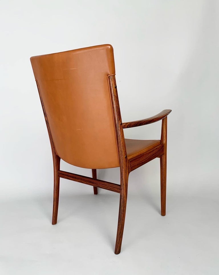 Mid-Century Modern Kai Lyngfeldt Larsen Armchair Rosewood & Cognac Leather Soren WIlladsen Denmark  For Sale