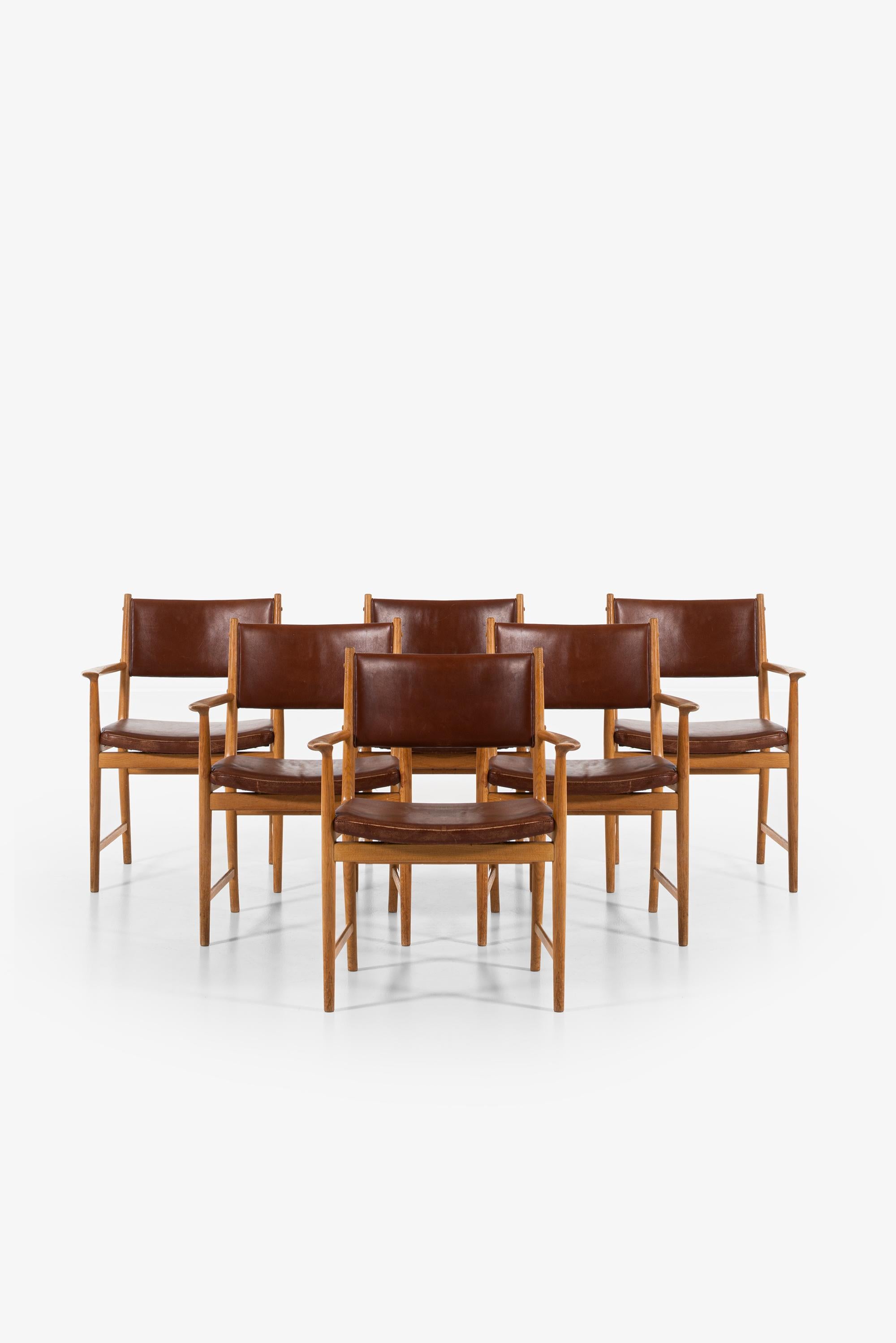 Rare set of 6 armchairs designed by Kai Lyngfeldt Larsen. Produced by Søren Willadsen møbelfabrik in Denmark.