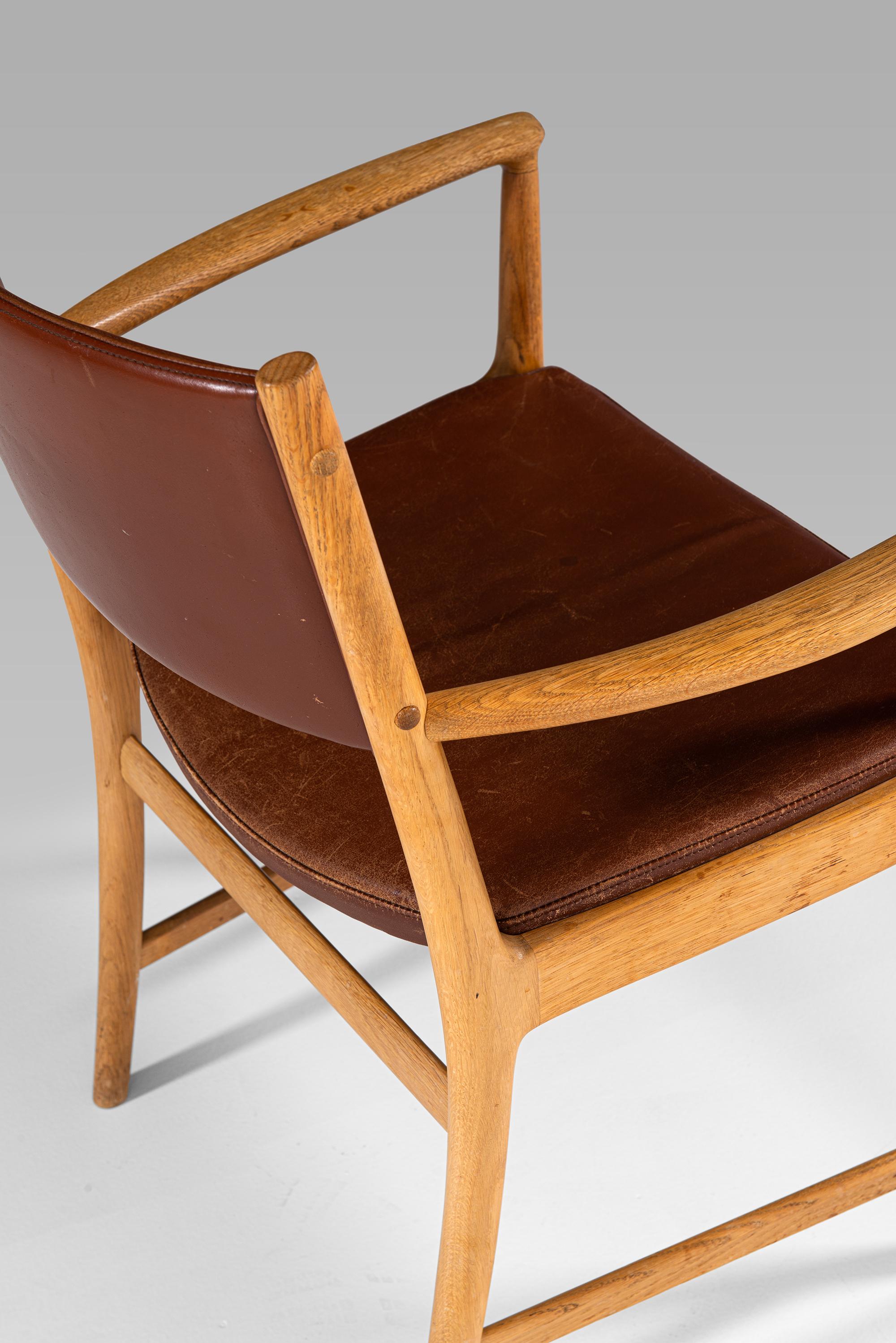 Leather Kai Lyngfeldt Larsen Armchairs Produced by Søren Willadsen in Denmark