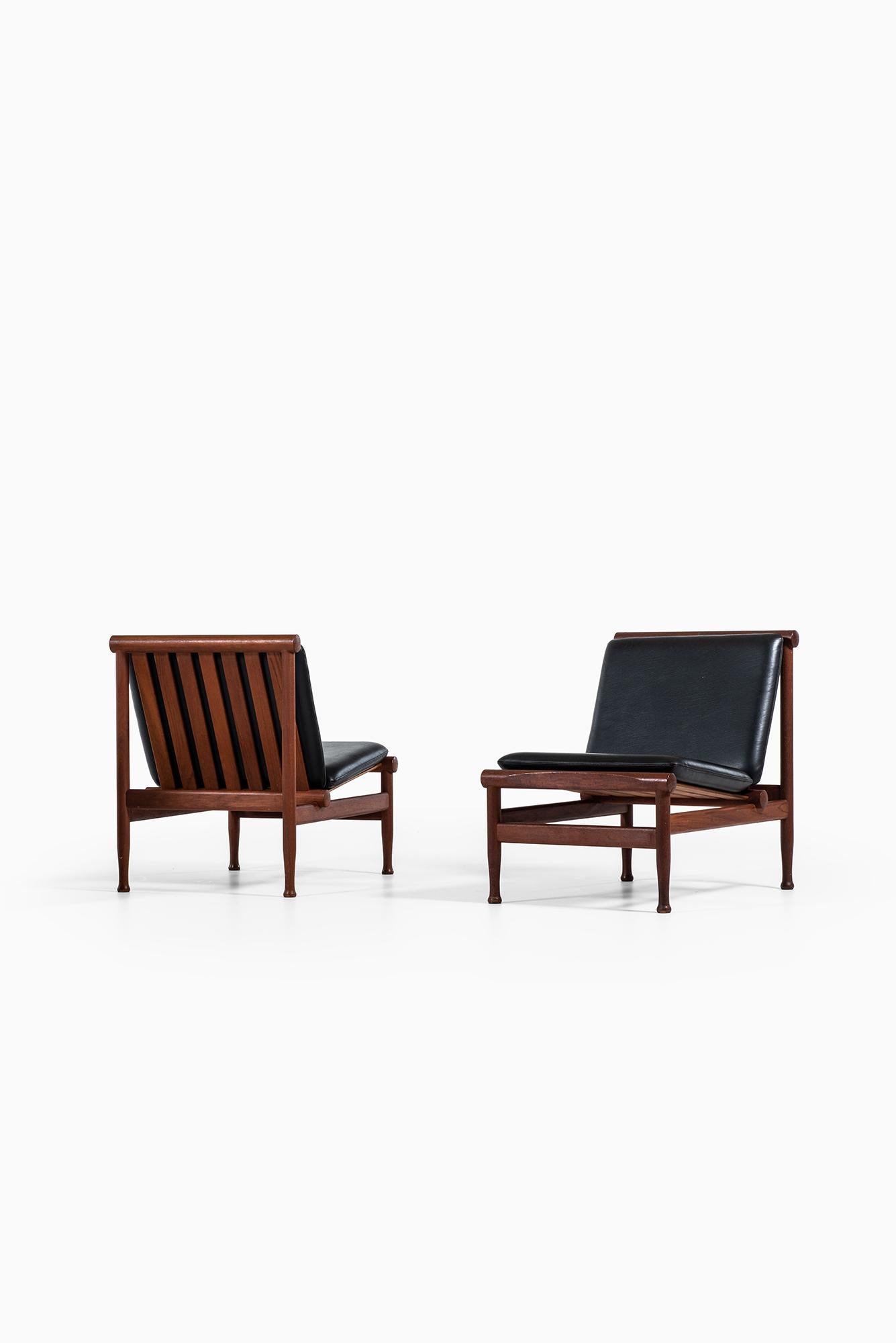 Rare set of three easy chairs model 501 designed by Kai Lyngfeldt Larsen. Produced by Søborg Møbler in Denmark.