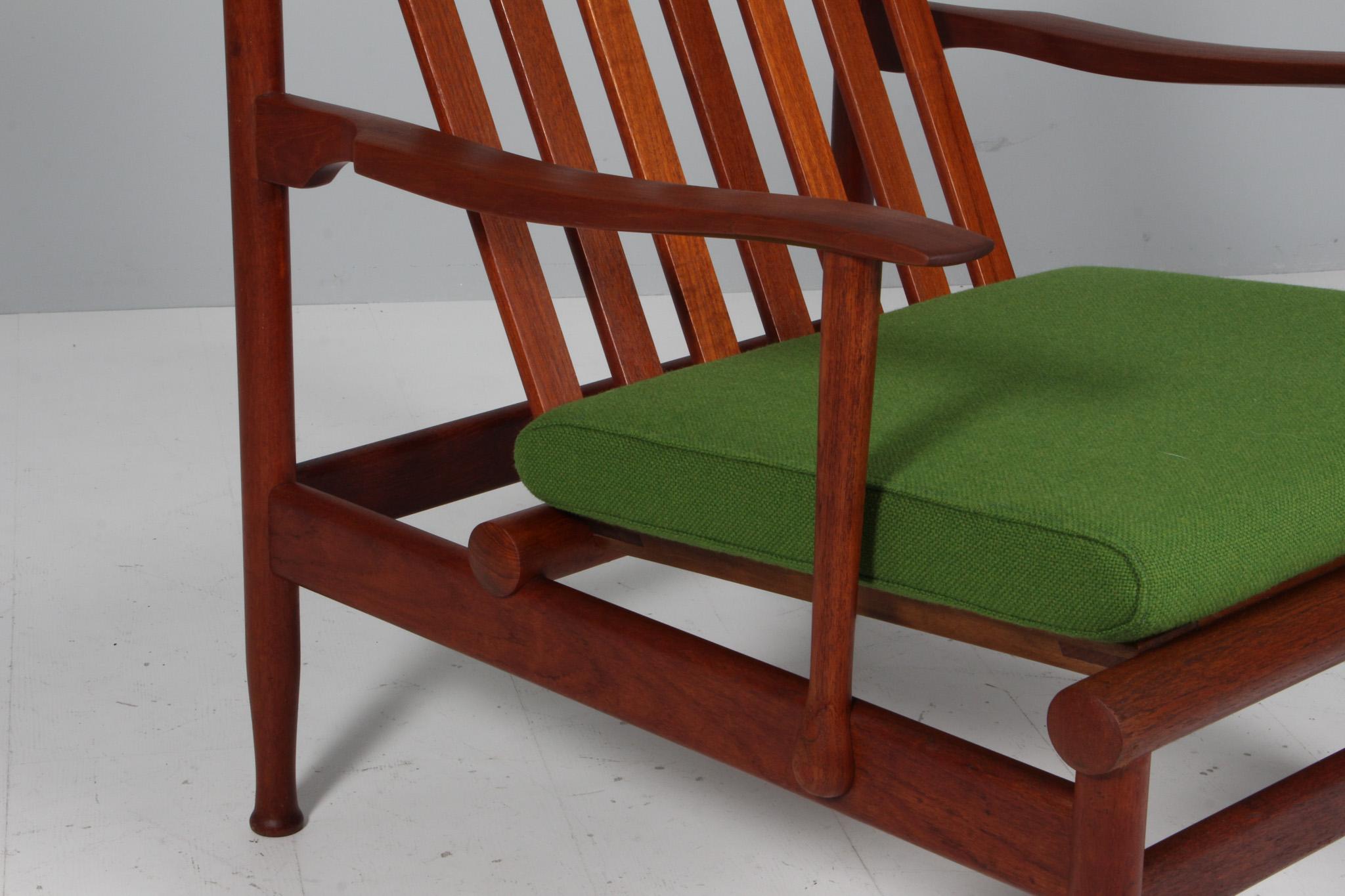 Kai Lyngfeldt Larsen Loungesessel, Teakholz, Kai Lyngfeldt (Leder) im Angebot