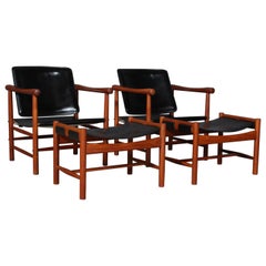 Kai Lyngfeldt Larsen Lounge Chairs with Ottomans