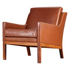 Kai Lyngfeldt Larsen Lowback Lounge Chair in Rosewood + Cognac Leather
