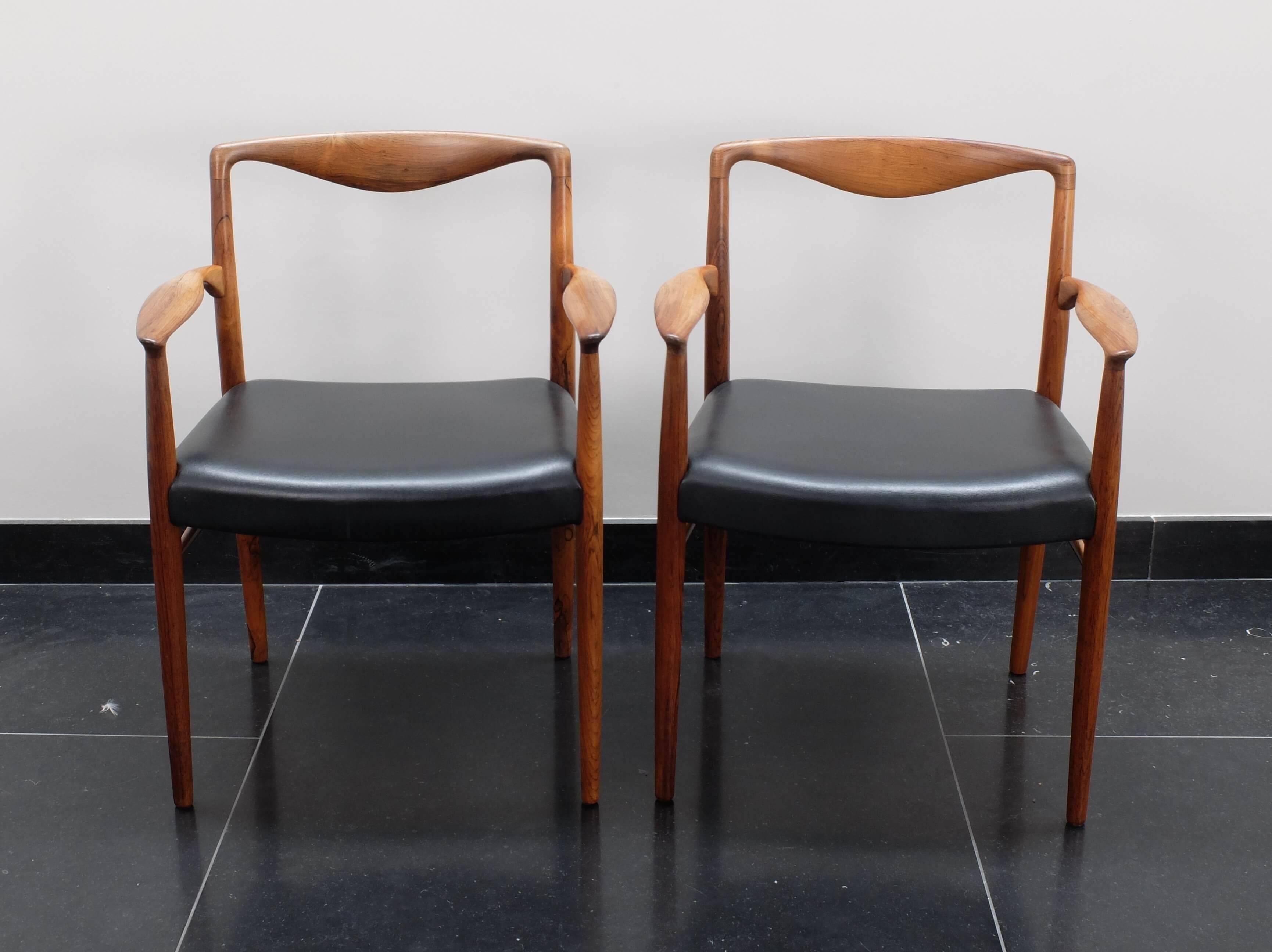 Hardwood Kai Lyngfeldt Larsen for Soren Willadsen Dining Chairs Armchairs Danish 1960s For Sale