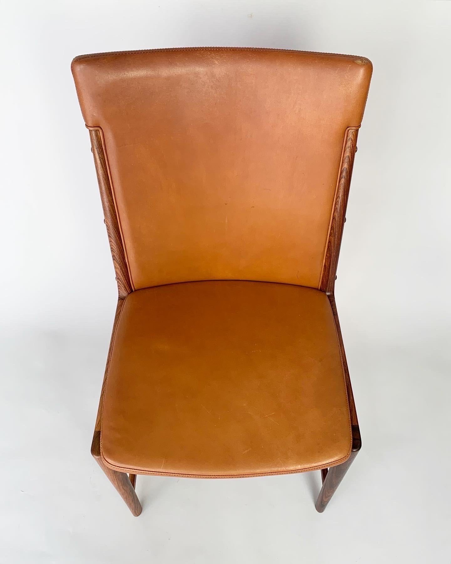 Kai Lyngfeldt Larsen Rosewood & Leather Chair High Back Cognac Soren Willadsen 1