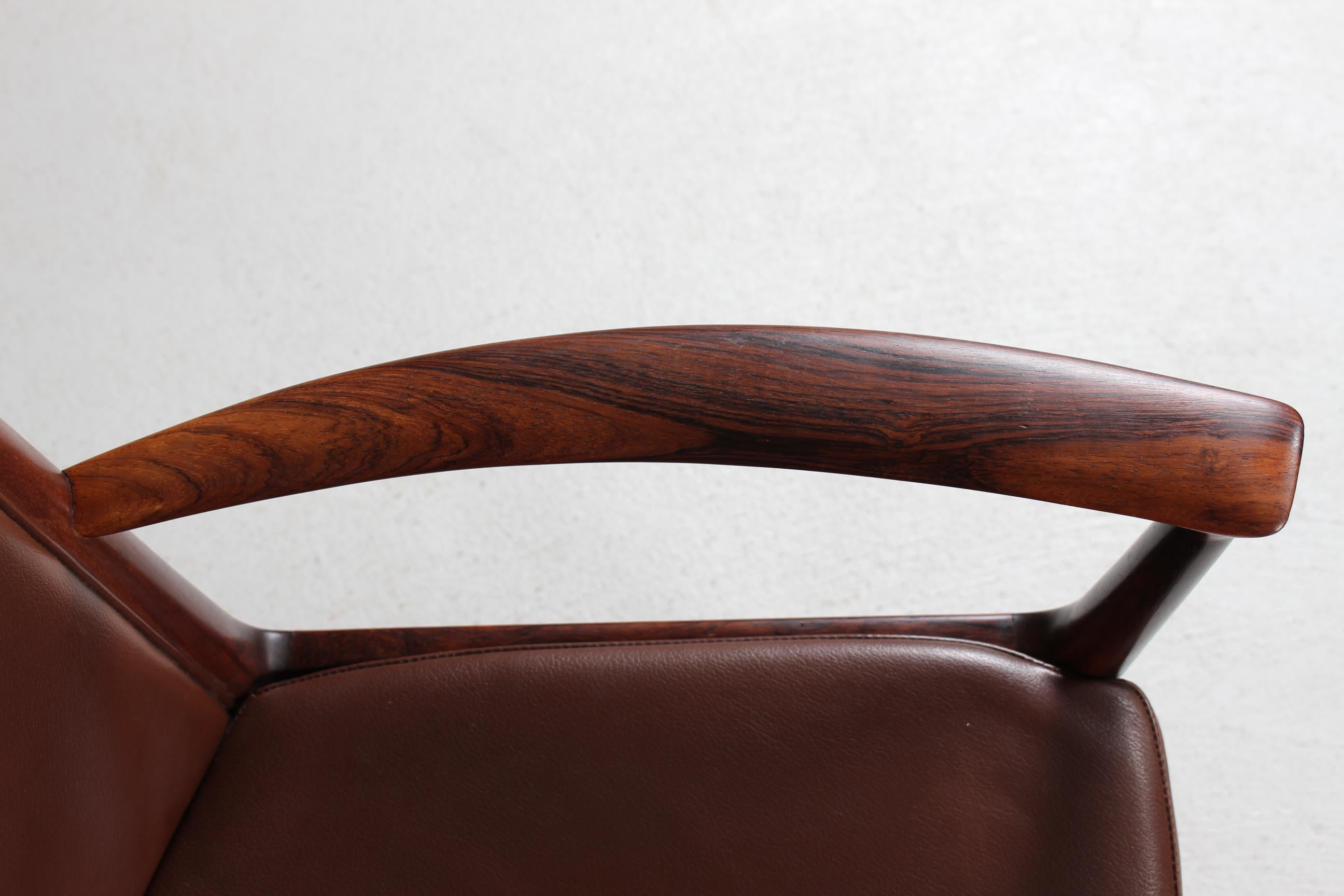 Kai Lyngfeldt Larsen set 14 Conference Chairs of Rosewood + Leather Denmark 1960 For Sale 4