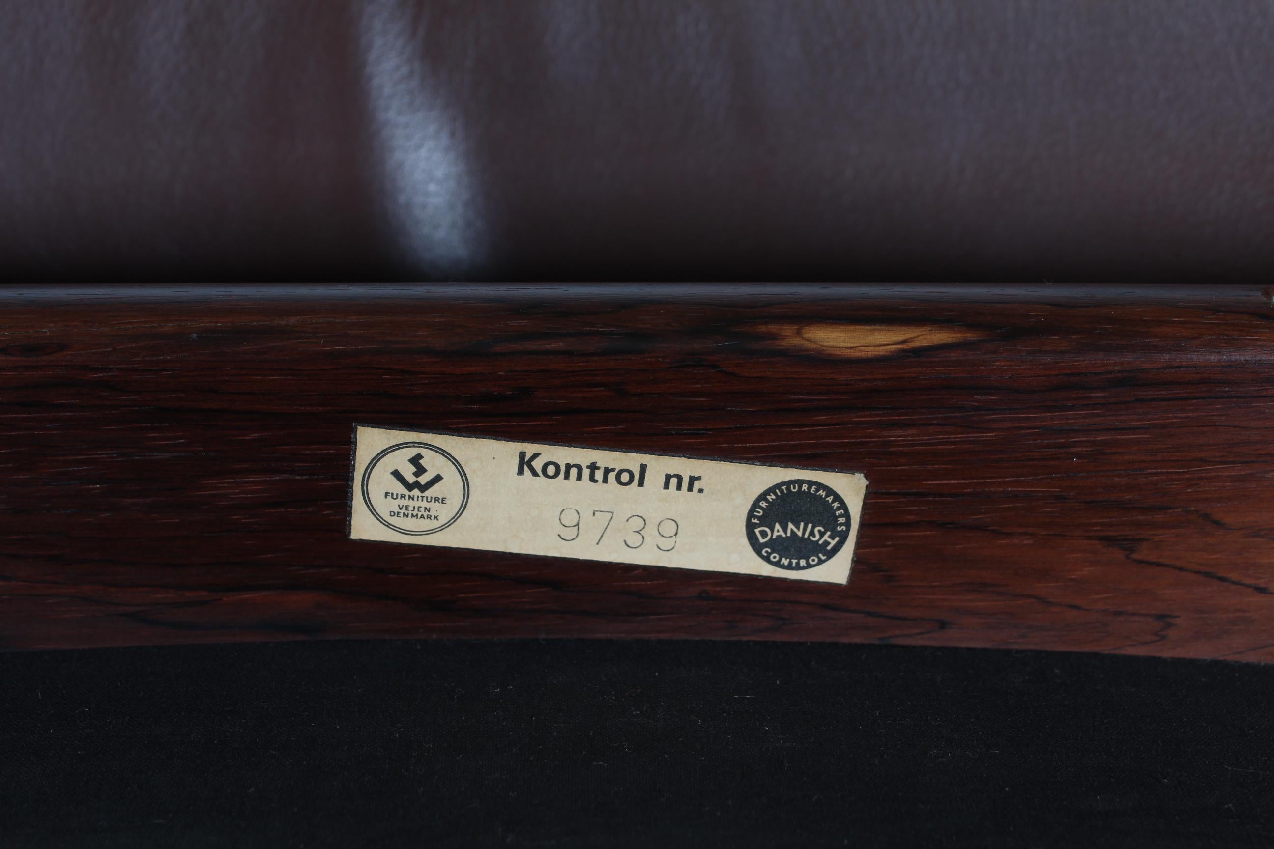 Kai Lyngfeldt Larsen set 14 Conference Chairs of Rosewood + Leather Denmark 1960 For Sale 6