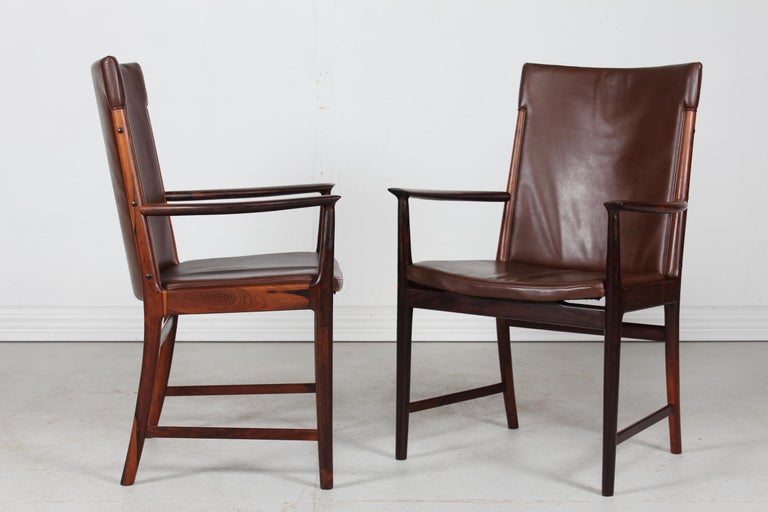 Kai Lyngfeldt Larsen set 14 Conference Chairs of Rosewood + Leather Denmark 1960 For Sale 8